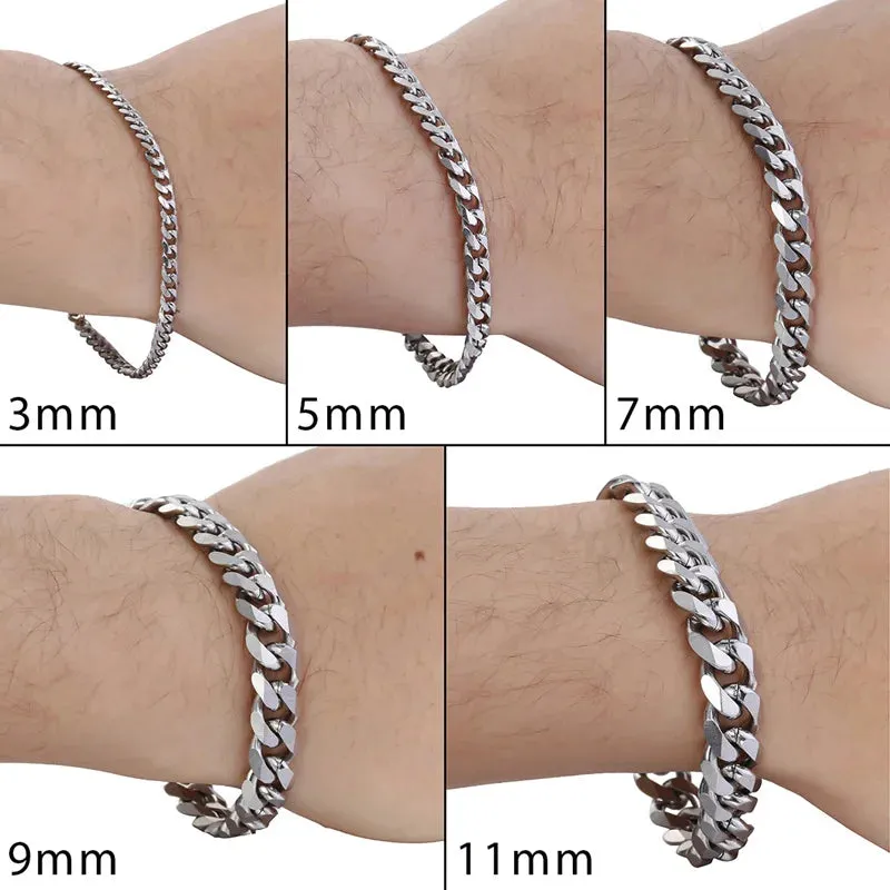 2023 New Trendy Cuban Men Bracelet Classic Stainless Steel 5mm Width Chain For Women Jewelry Gift
