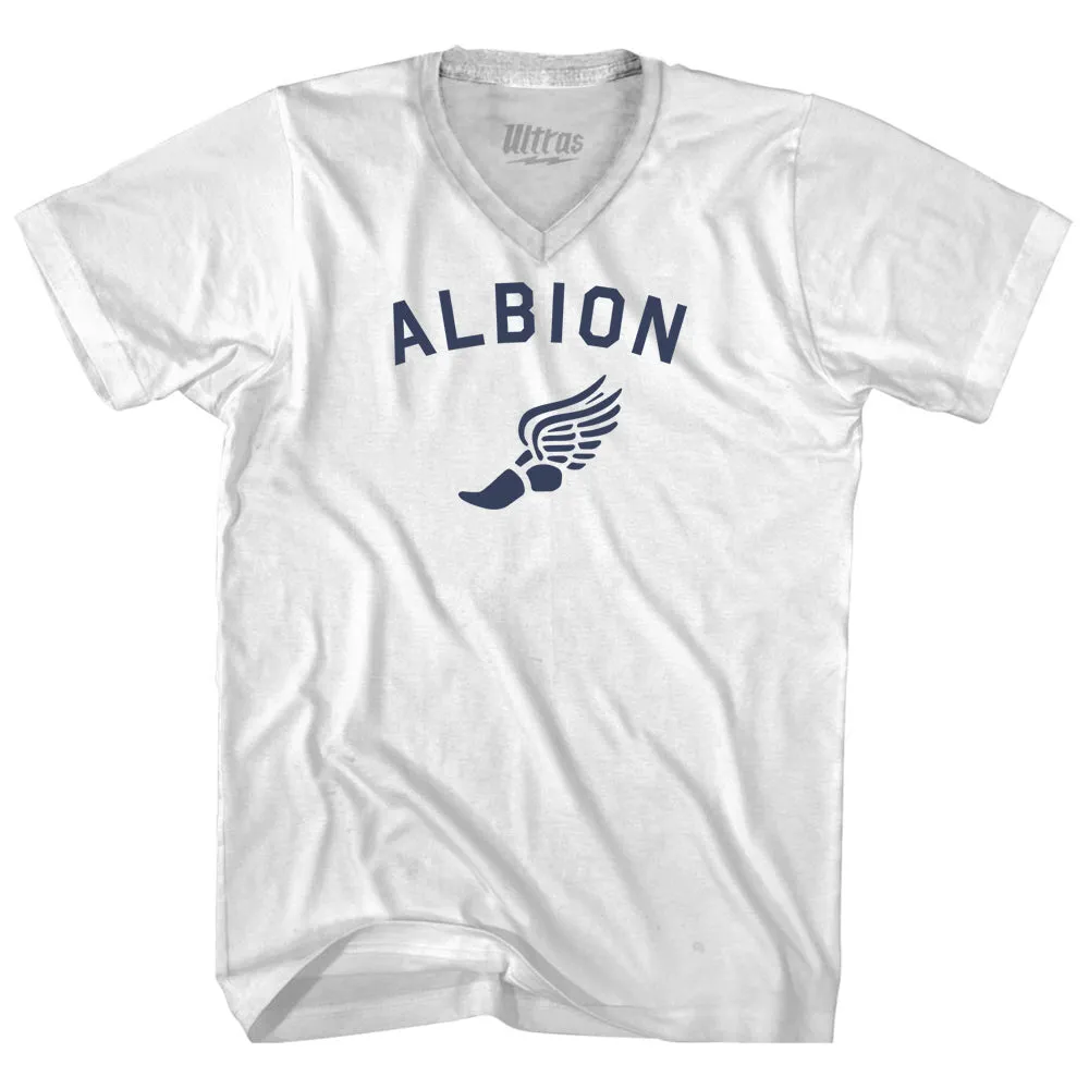Albion Running Track Winged Foot-Adult Cotton V-neck T-shirt
