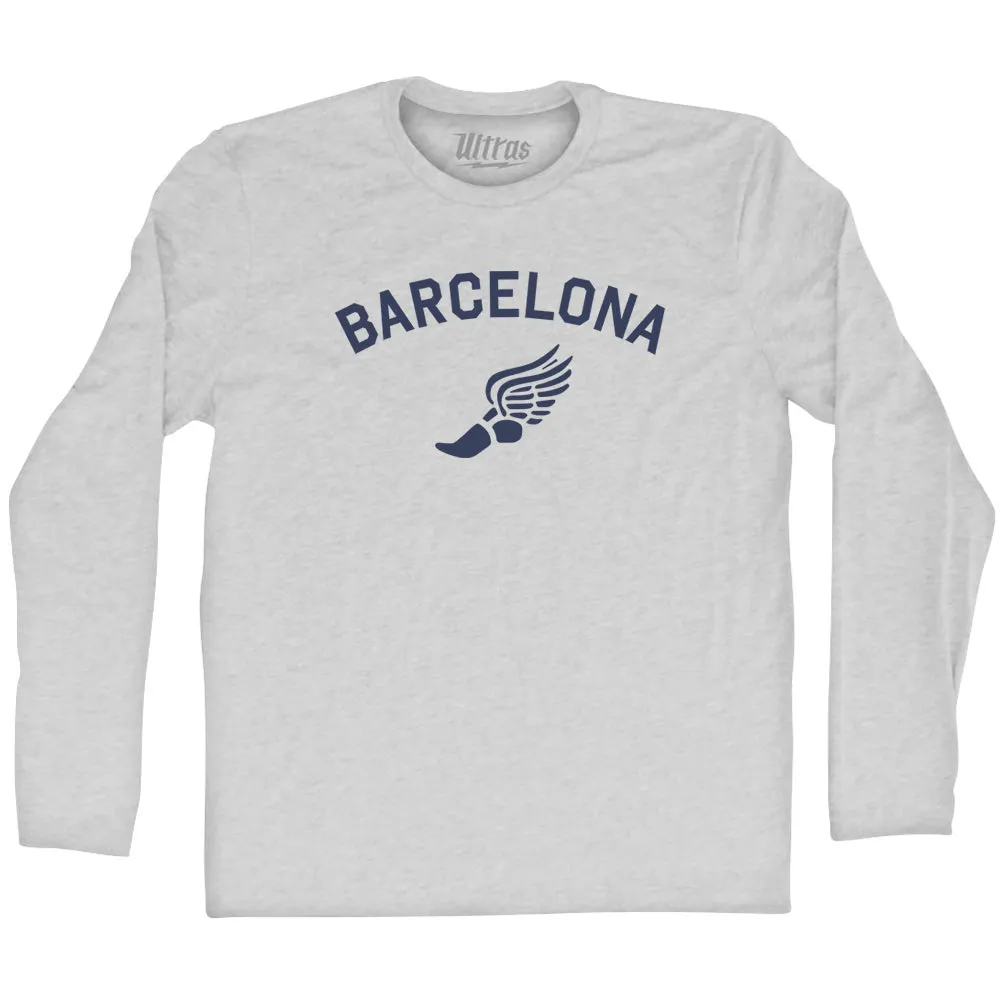 Barcelona Running Track Winged Foot Adult Cotton Long Sleeve T-shirt