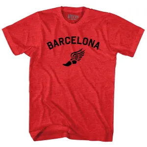 Barcelona Running Track Winged Foot Adult Tri-Blend T-shirt
