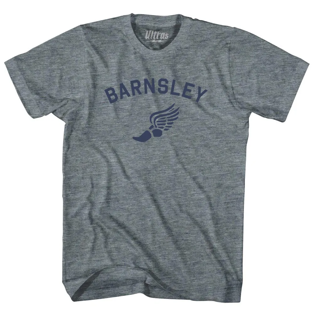 Barnsley Running Track Winged Foot-Womens Tri-Blend Junior Cut T-Shirt