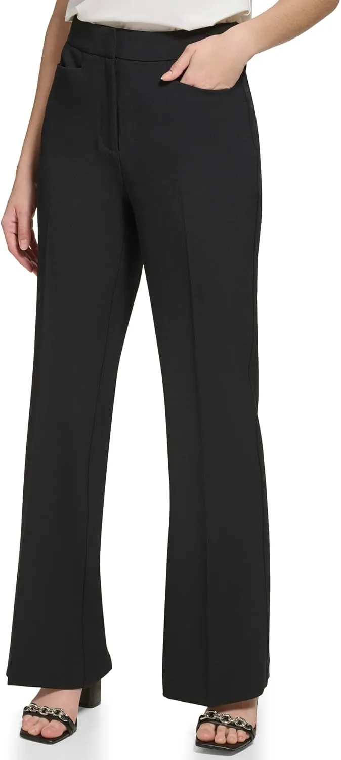 Calvin Klein Women's Work Wear Crepe High Waist Wide Leg Pants (Standard and Plus Size)