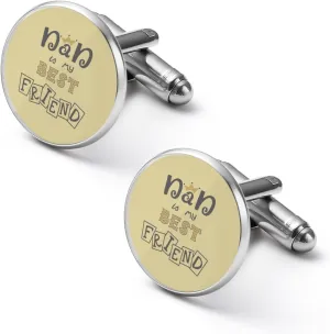 Dad Best Friend Cufflinks for Men Round Cuff Links Tuxedo Shirts for Business Wedding Formal Suit