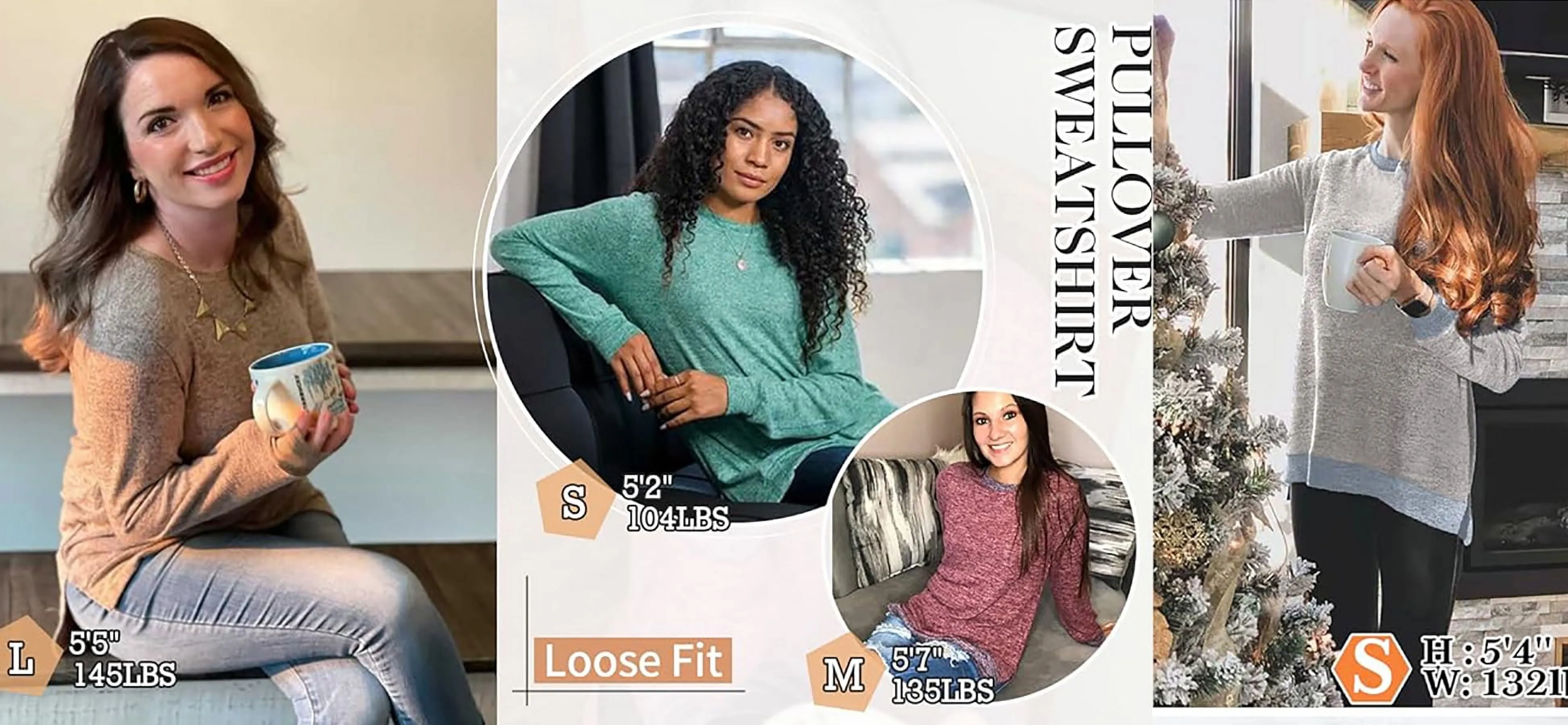 Fantaslook Sweatshirt for Women Long Sleeve Shirts Tunic Tops Color Block Crewneck Sweatshirts Side Split