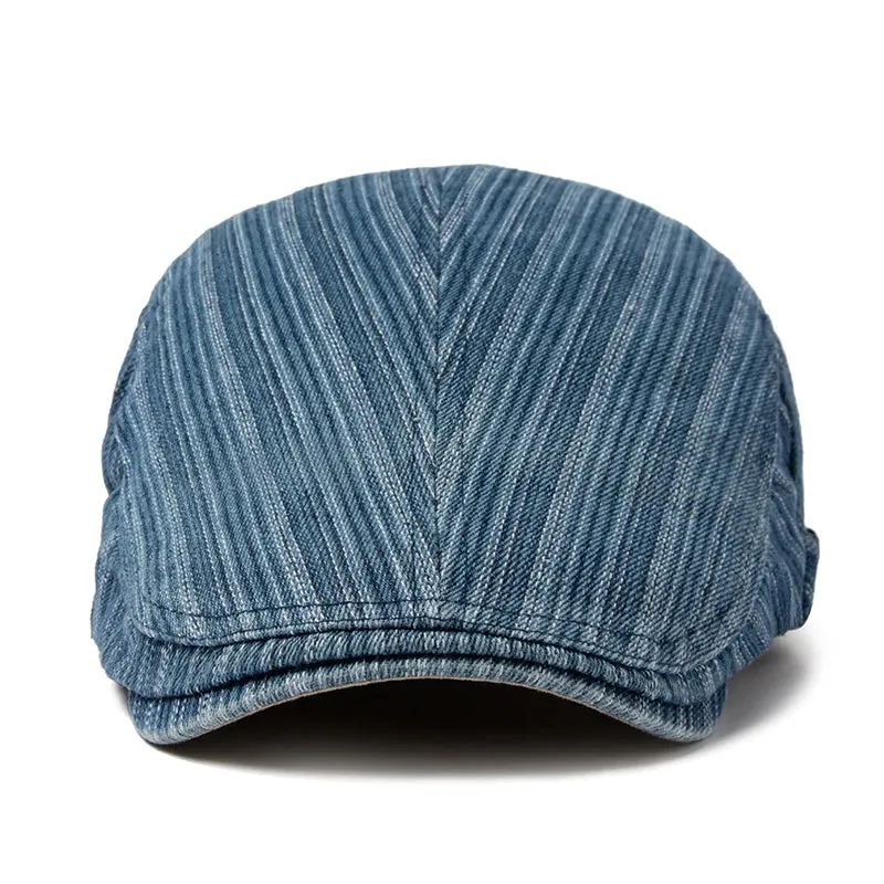 Fashion Stripes Denim Flat Cap
