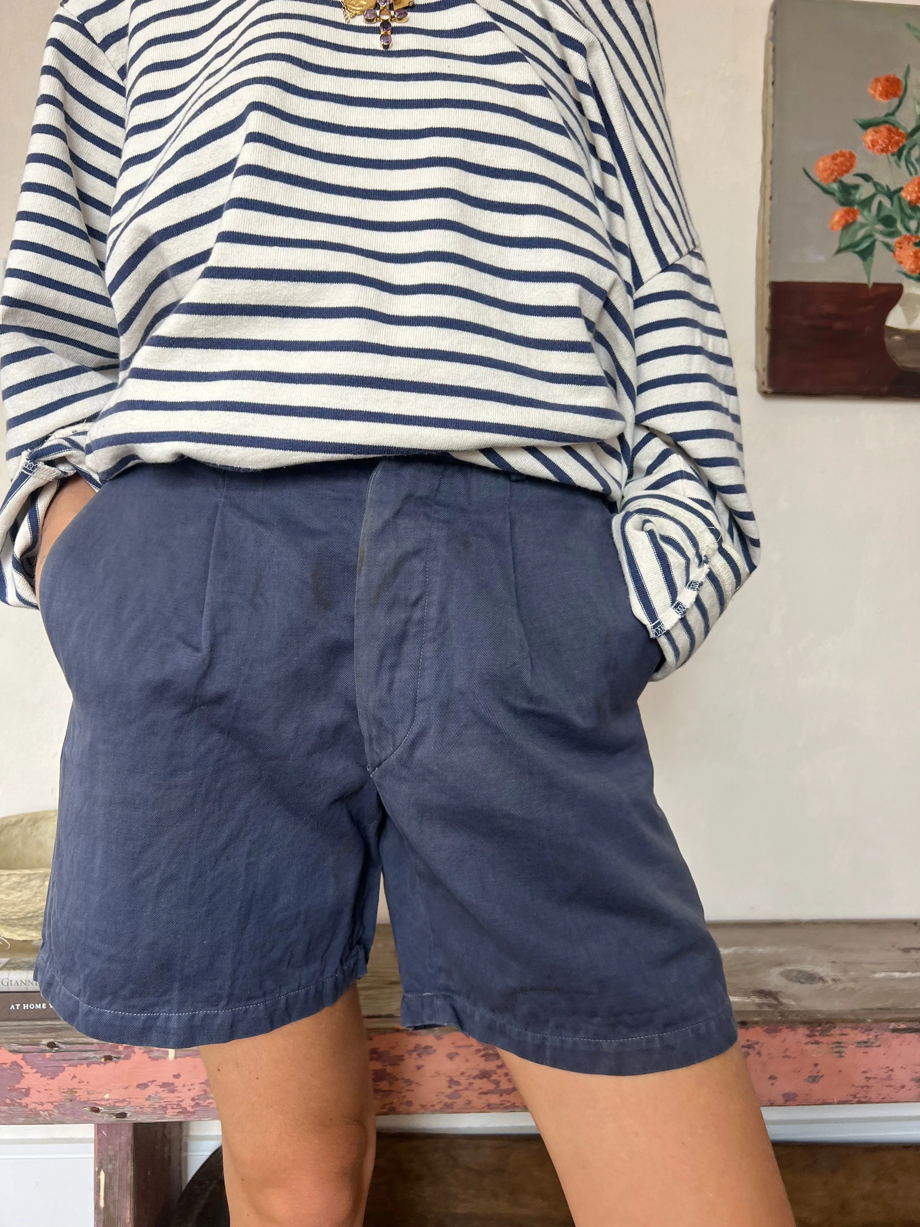 French Faded Workwear Shorts #3