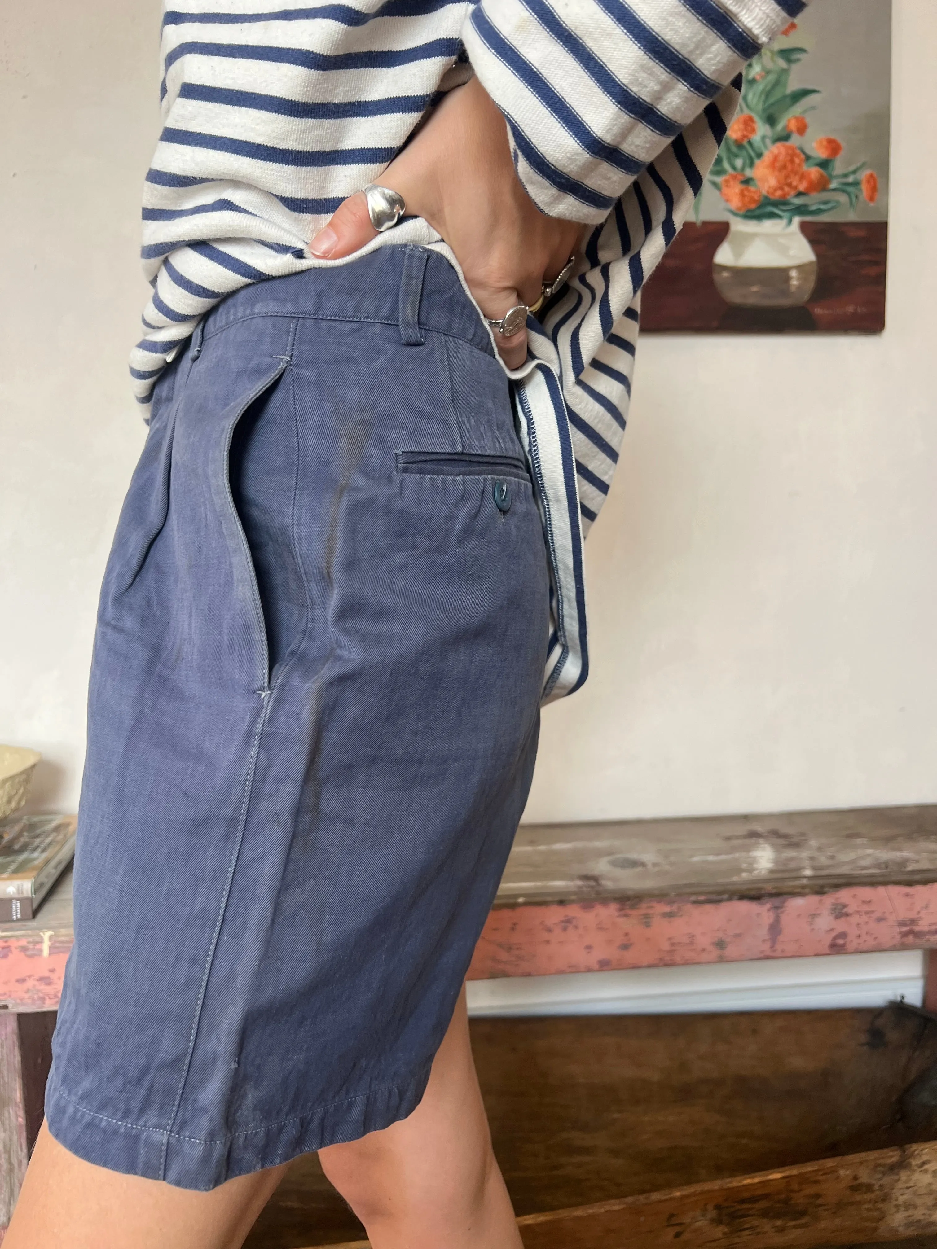 French Faded Workwear Shorts #3