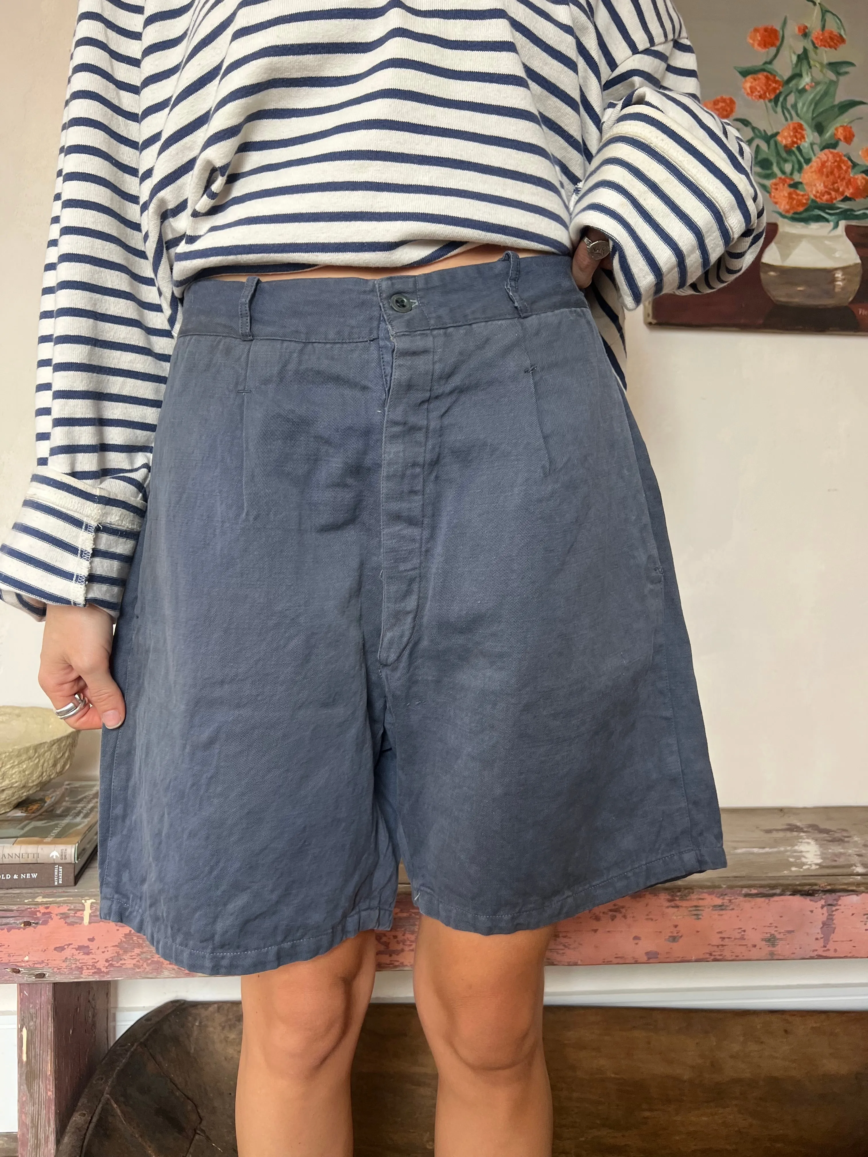 French Faded Workwear Shorts #4