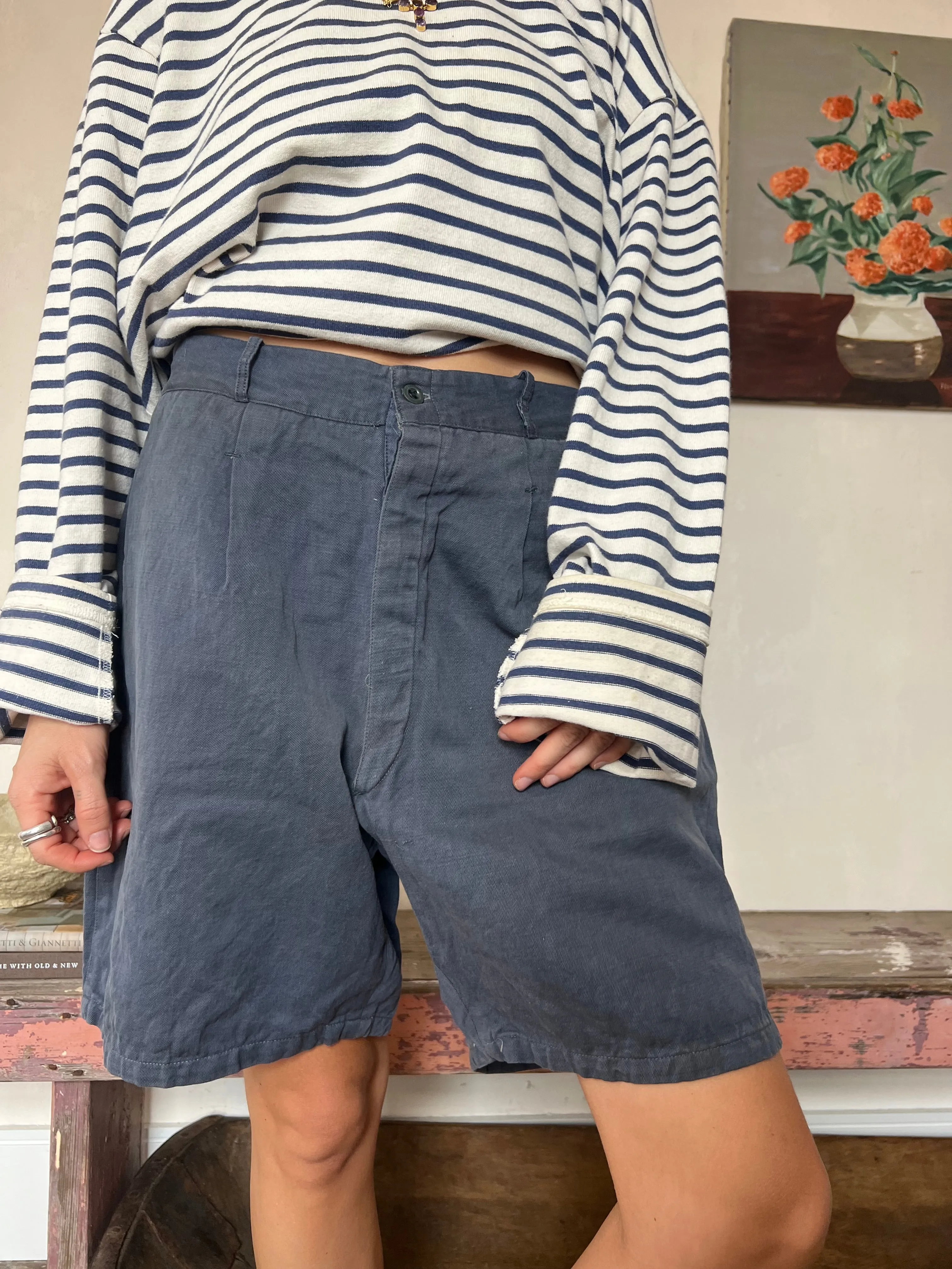 French Faded Workwear Shorts #4