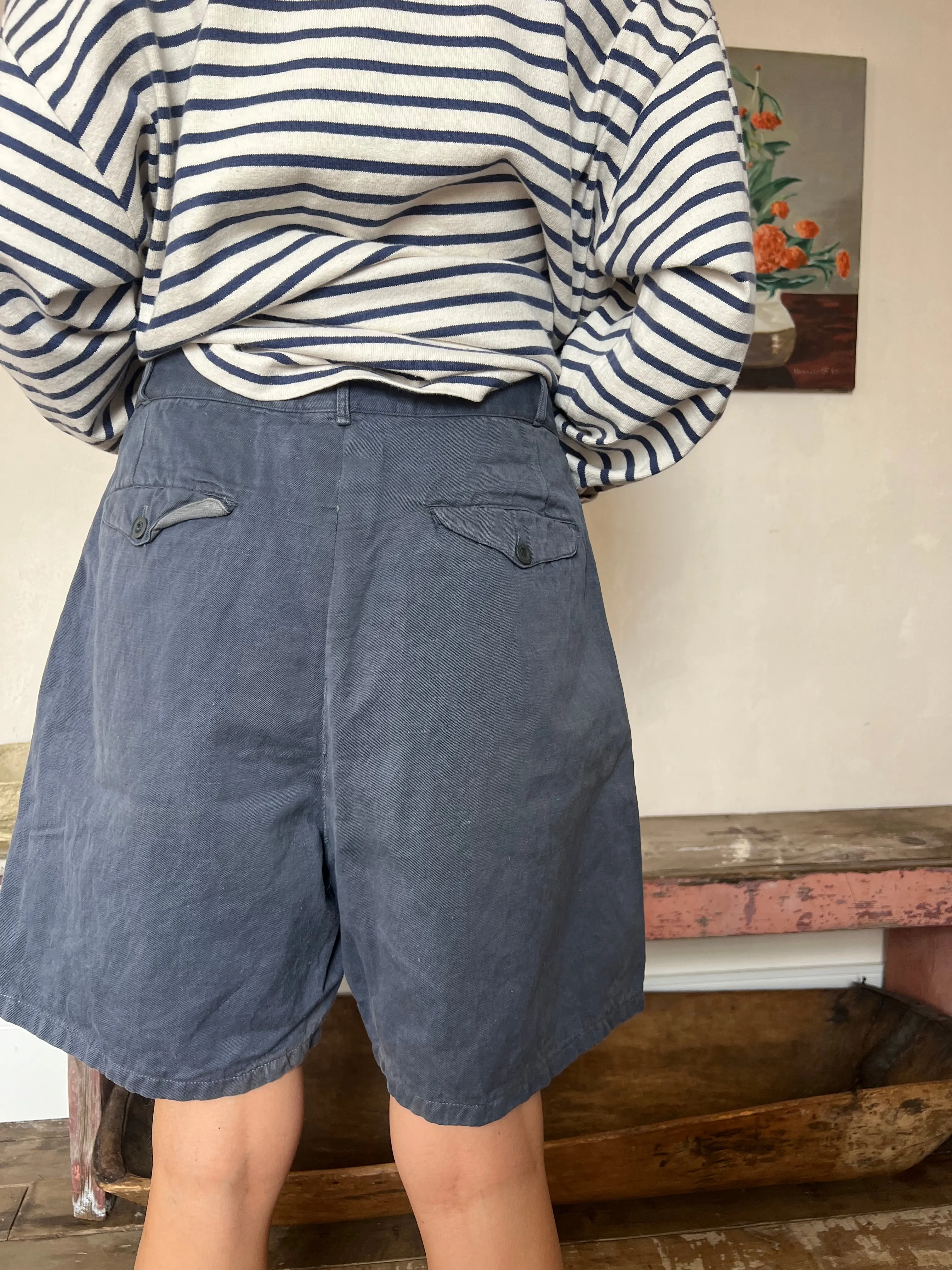 French Faded Workwear Shorts #4