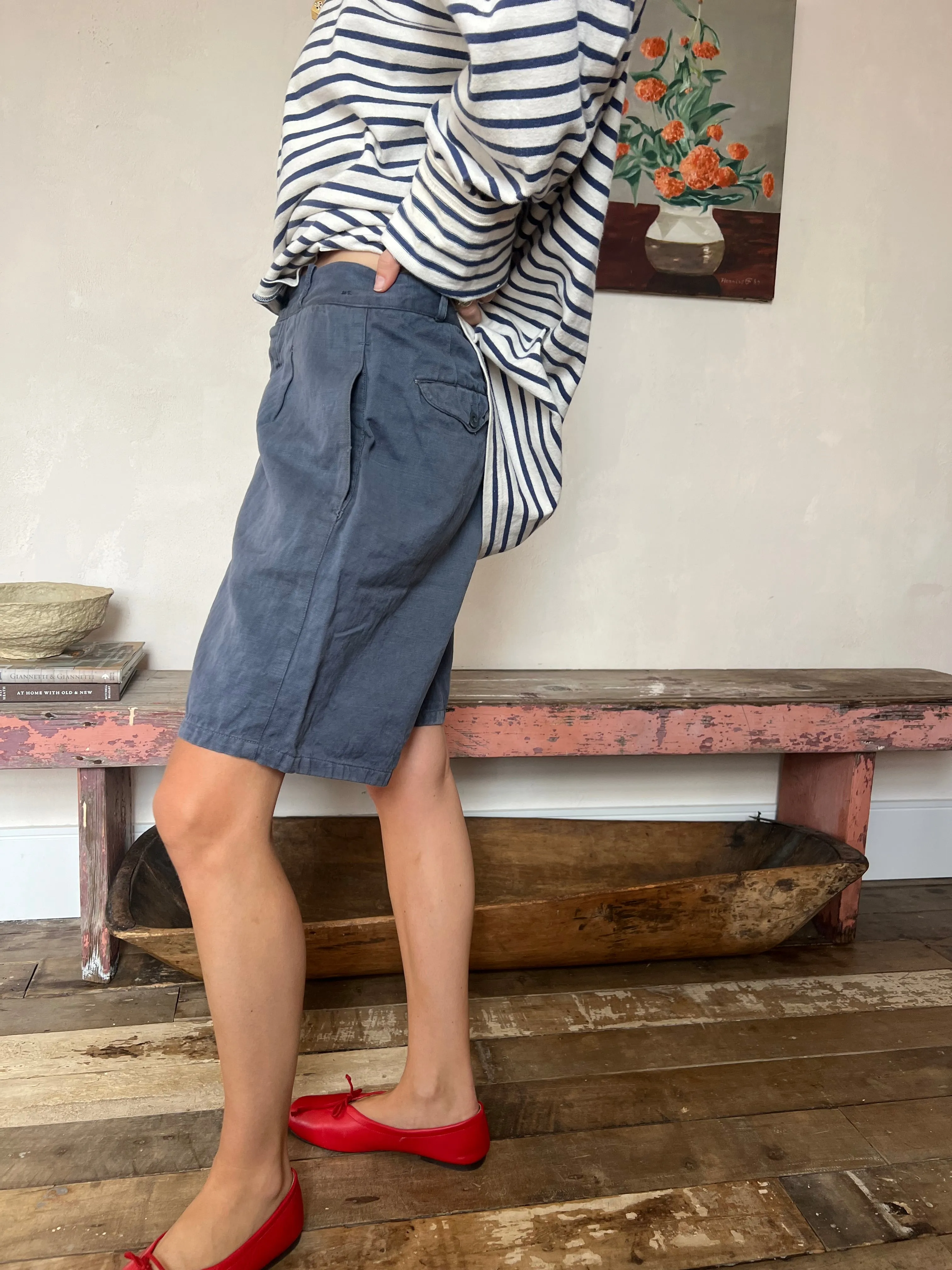 French Faded Workwear Shorts #4