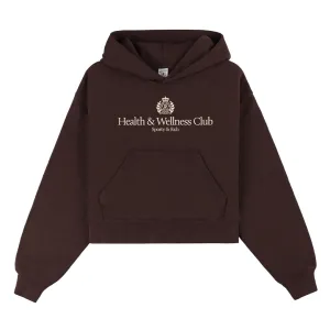 H&W Crest Cropped Hoodie Chocolate