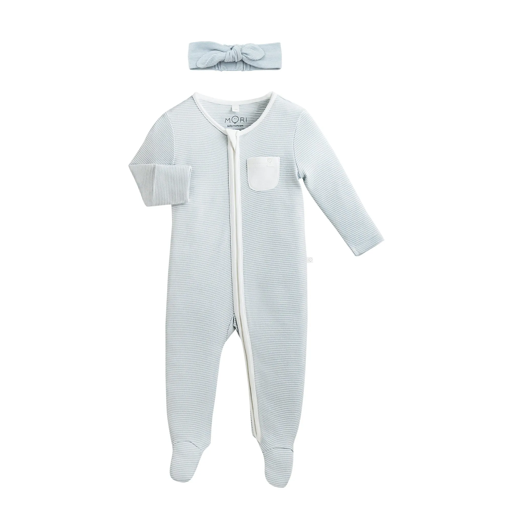 Headband and Zip Baby Pajamas Set