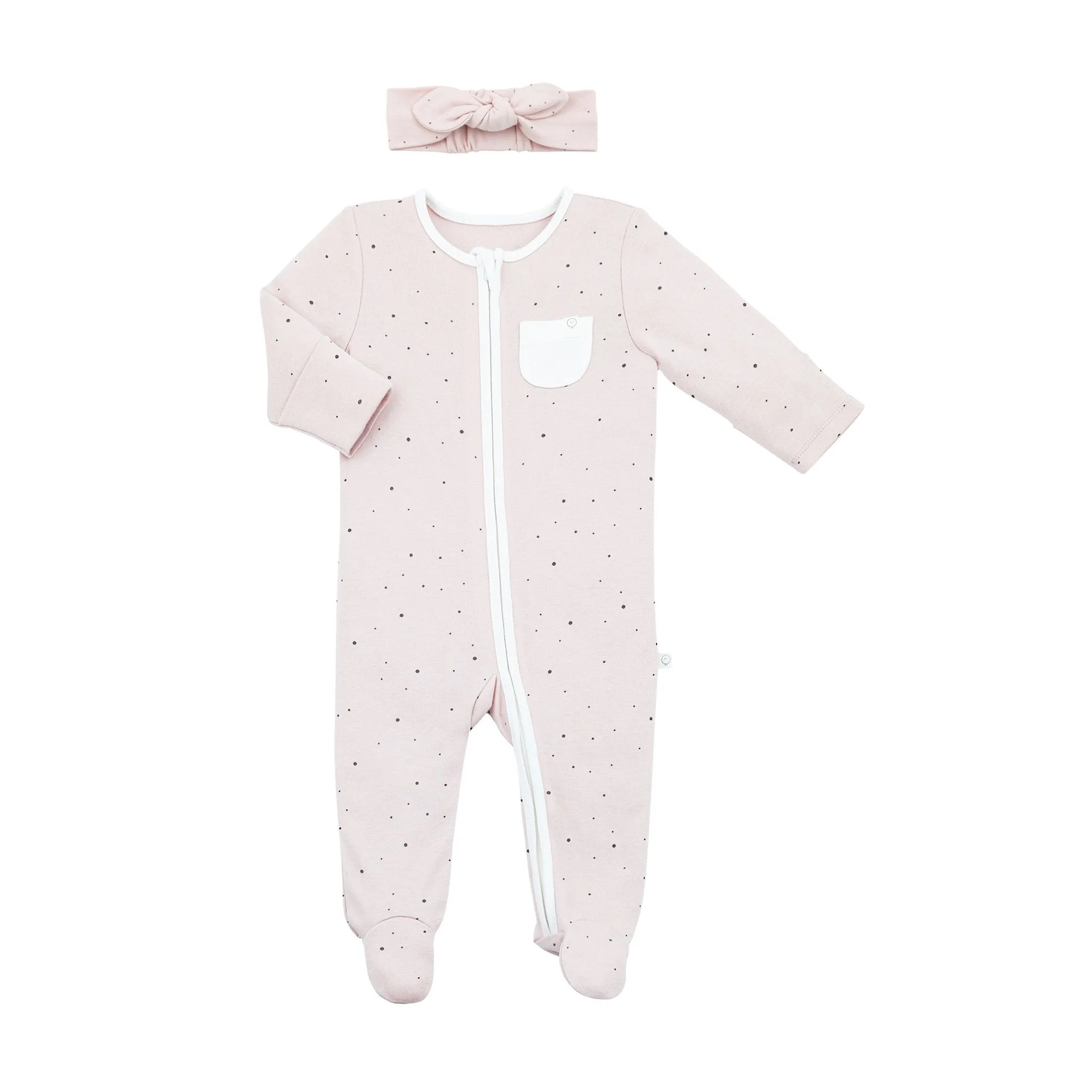 Headband and Zip Baby Pajamas Set