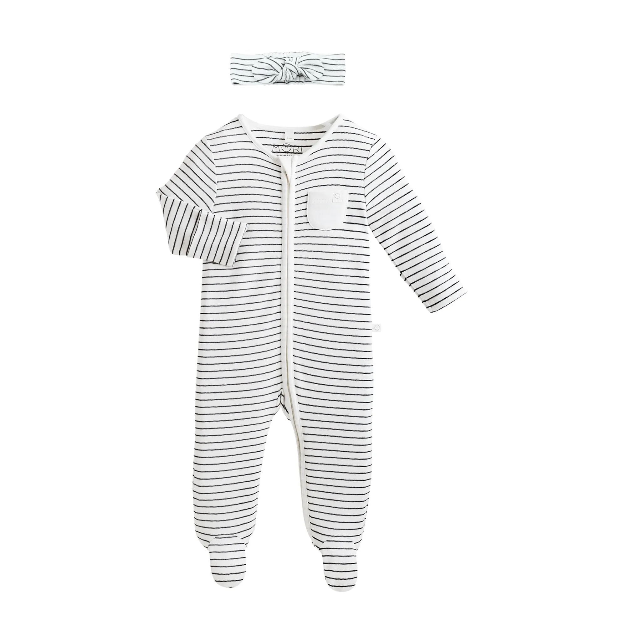 Headband and Zip Baby Pajamas Set