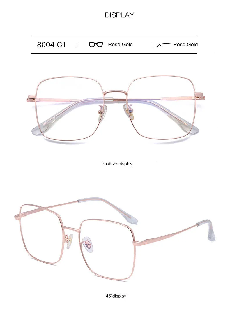 Hotony Unisex Full Rim Square Titanium Frame Eyeglasses 8004