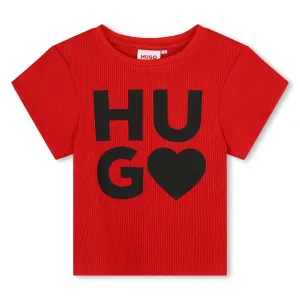 Hugo Kids Girls Short Sleeve T-Shirt - Red