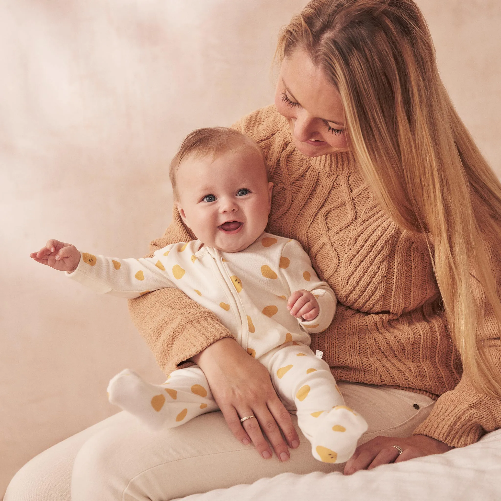Little Hearts Print Clever Zip Baby Pajamas