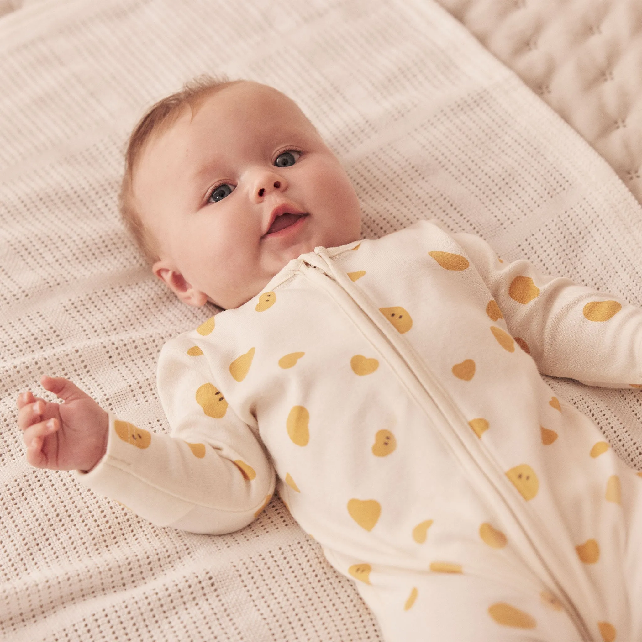 Little Hearts Print Clever Zip Baby Pajamas