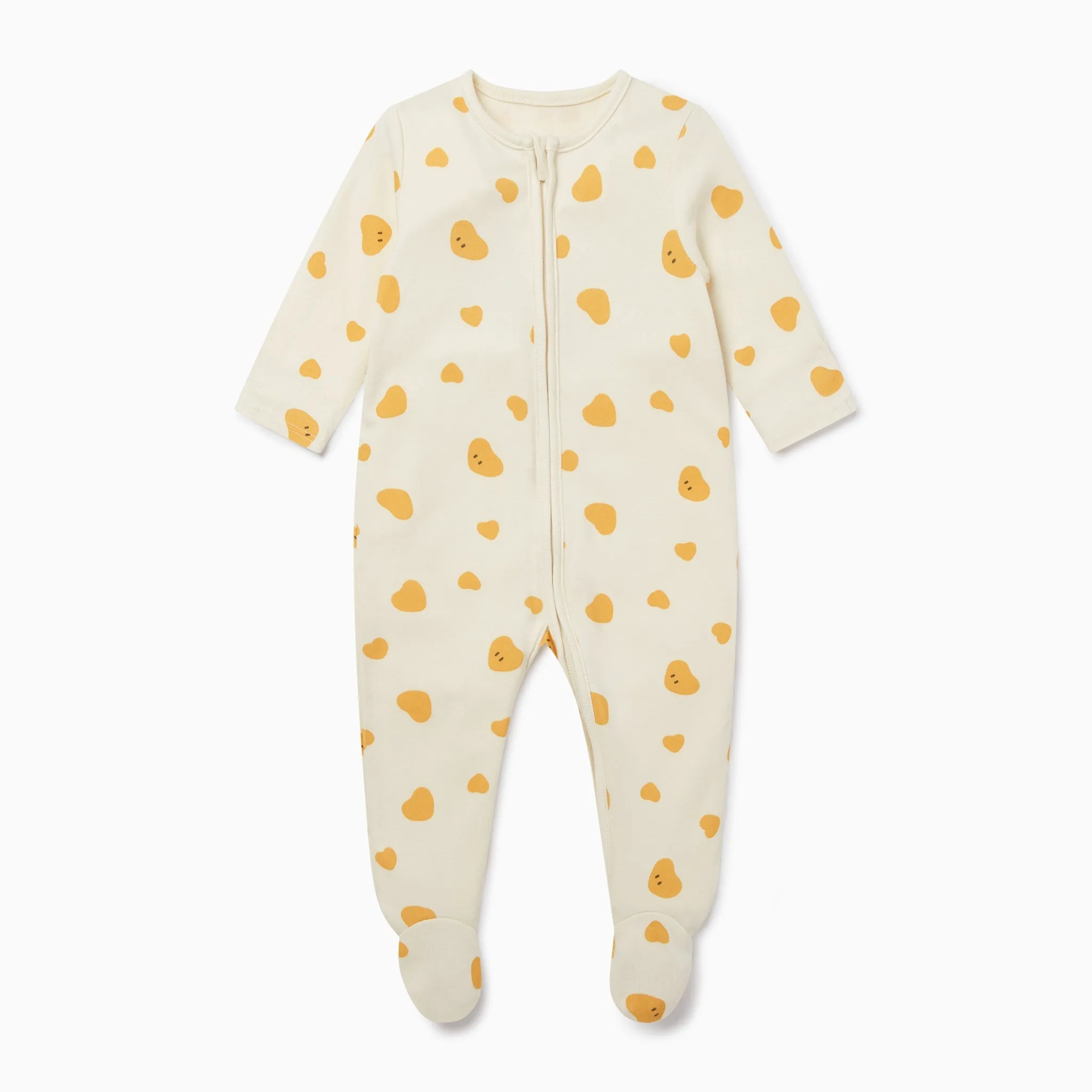 Little Hearts Print Clever Zip Baby Pajamas