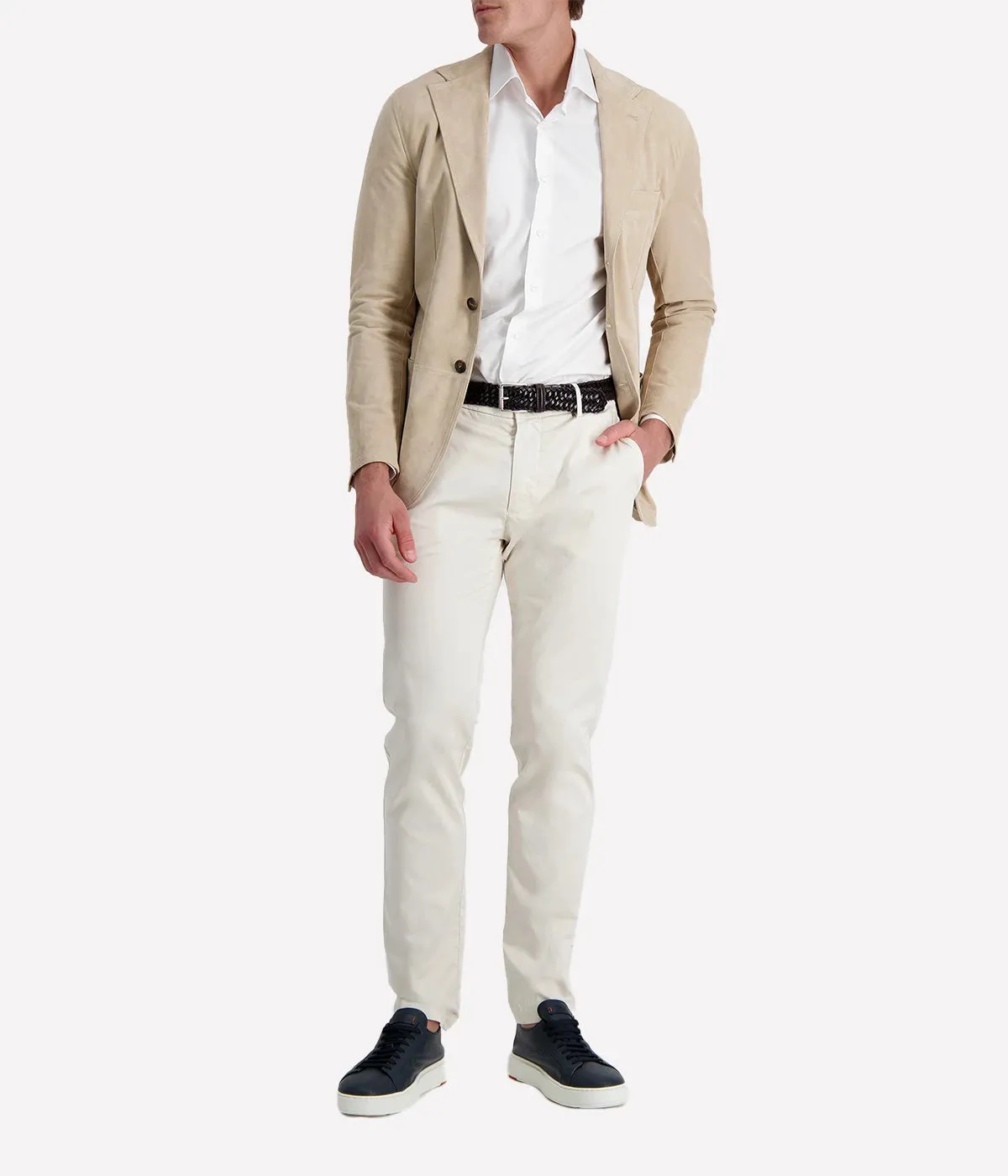Mens Leather Blazer in Sand