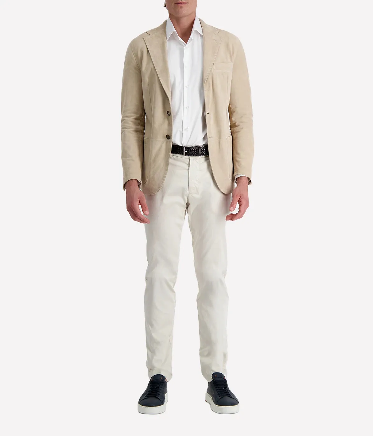 Mens Leather Blazer in Sand