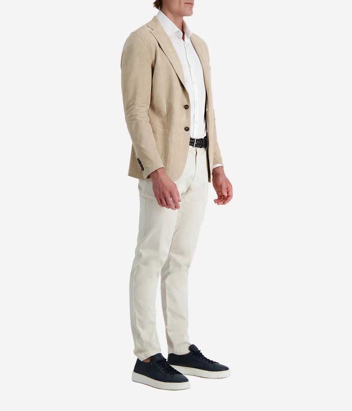 Mens Leather Blazer in Sand