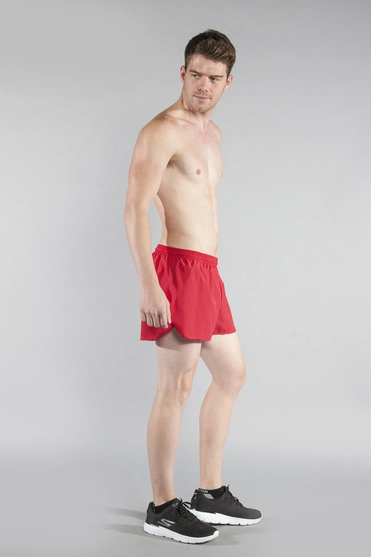 Men's Solid 3" Half Split Trainer Shorts - Red