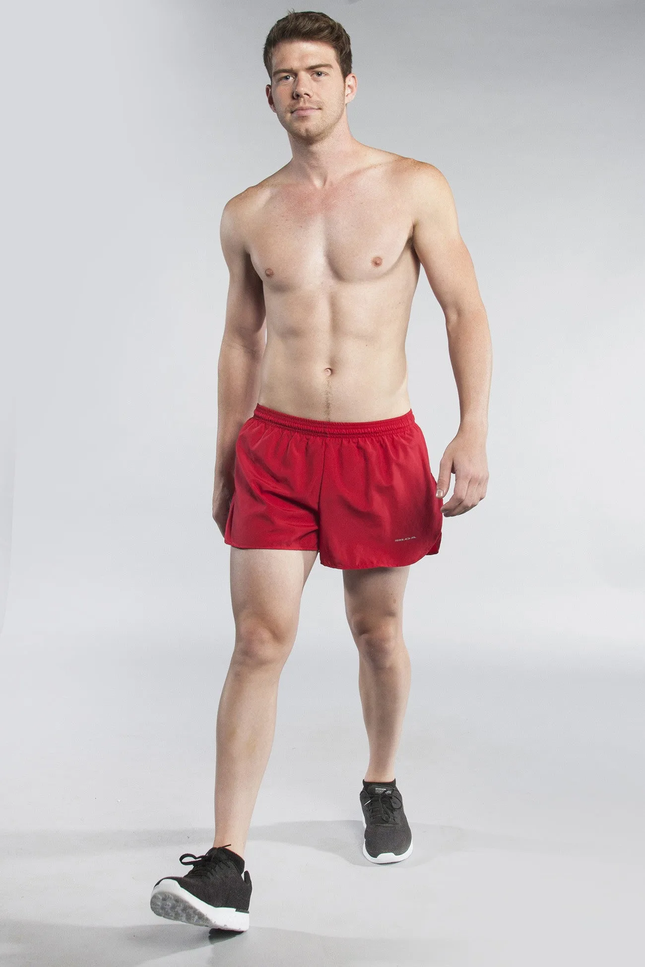 Men's Solid 3" Half Split Trainer Shorts - Red