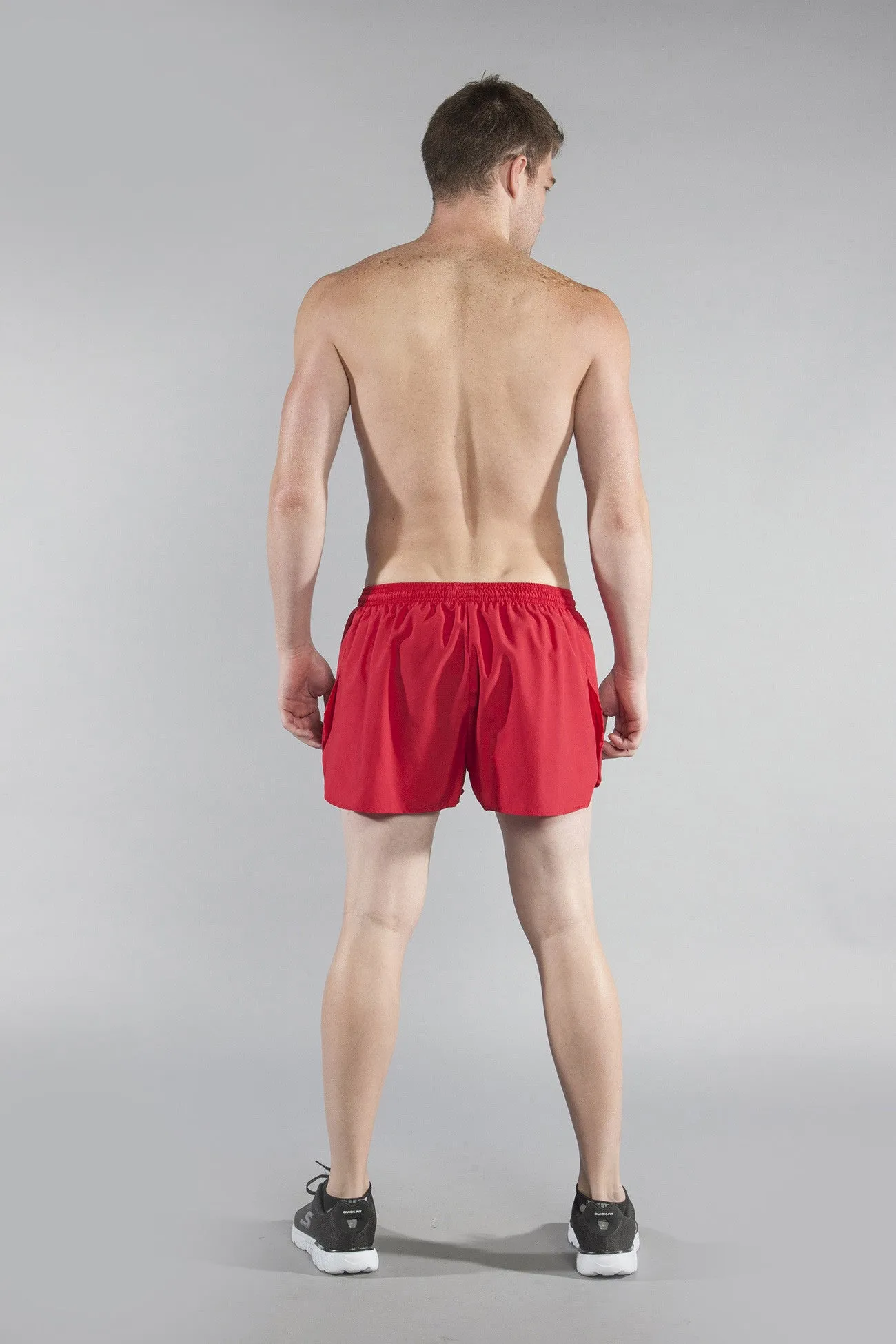Men's Solid 3" Half Split Trainer Shorts - Red