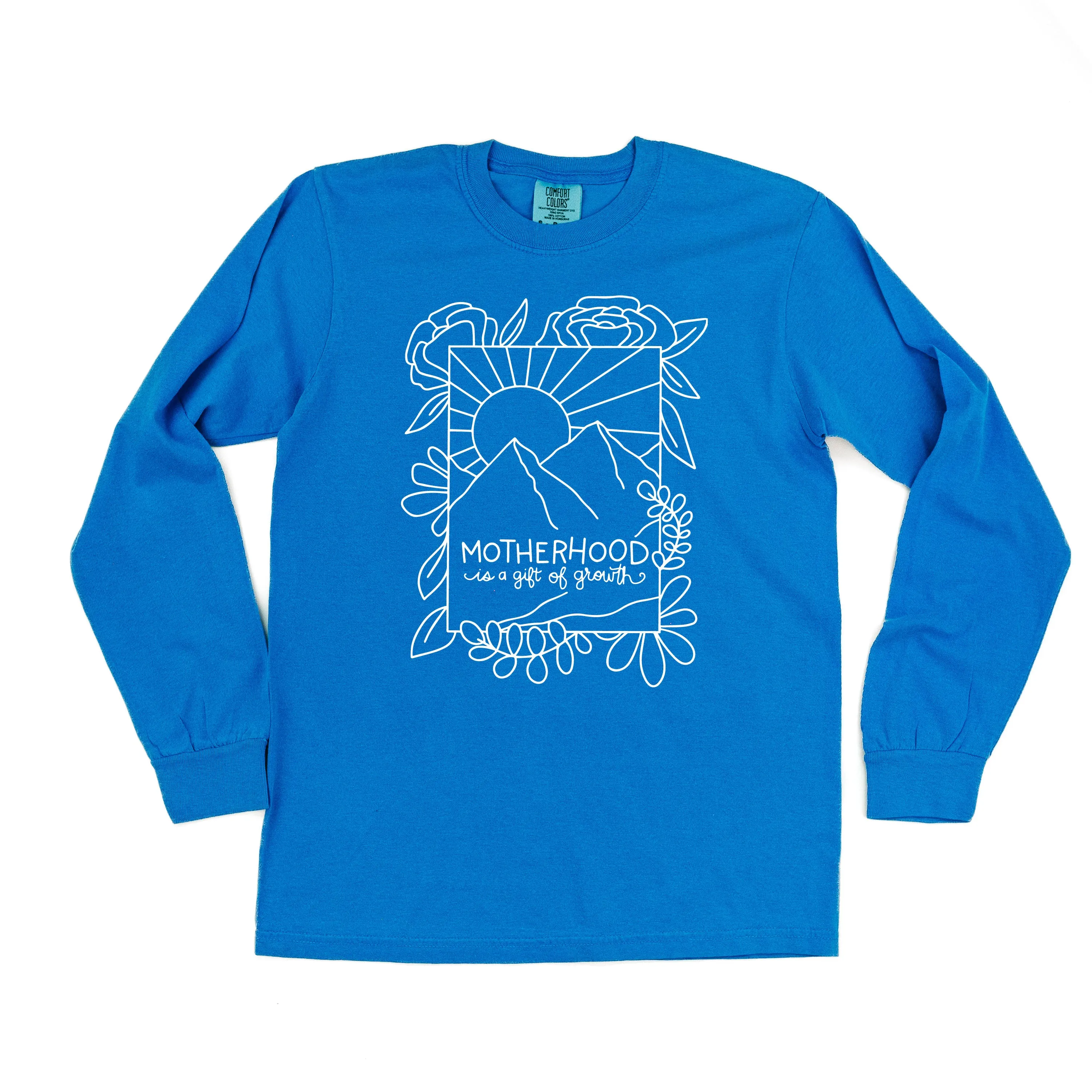 Motherhood is a Gift of Growth - Design a Shirt Drawing Contest Winner - LONG SLEEVE COMFORT COLORS TEE