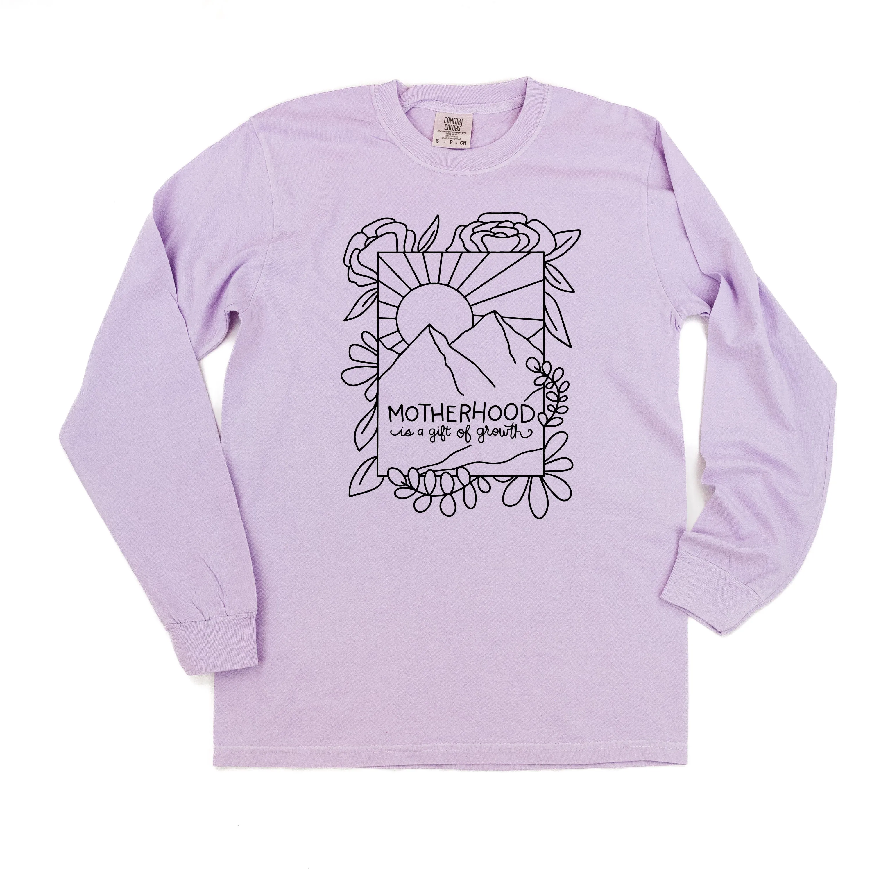 Motherhood is a Gift of Growth - Design a Shirt Drawing Contest Winner - LONG SLEEVE COMFORT COLORS TEE