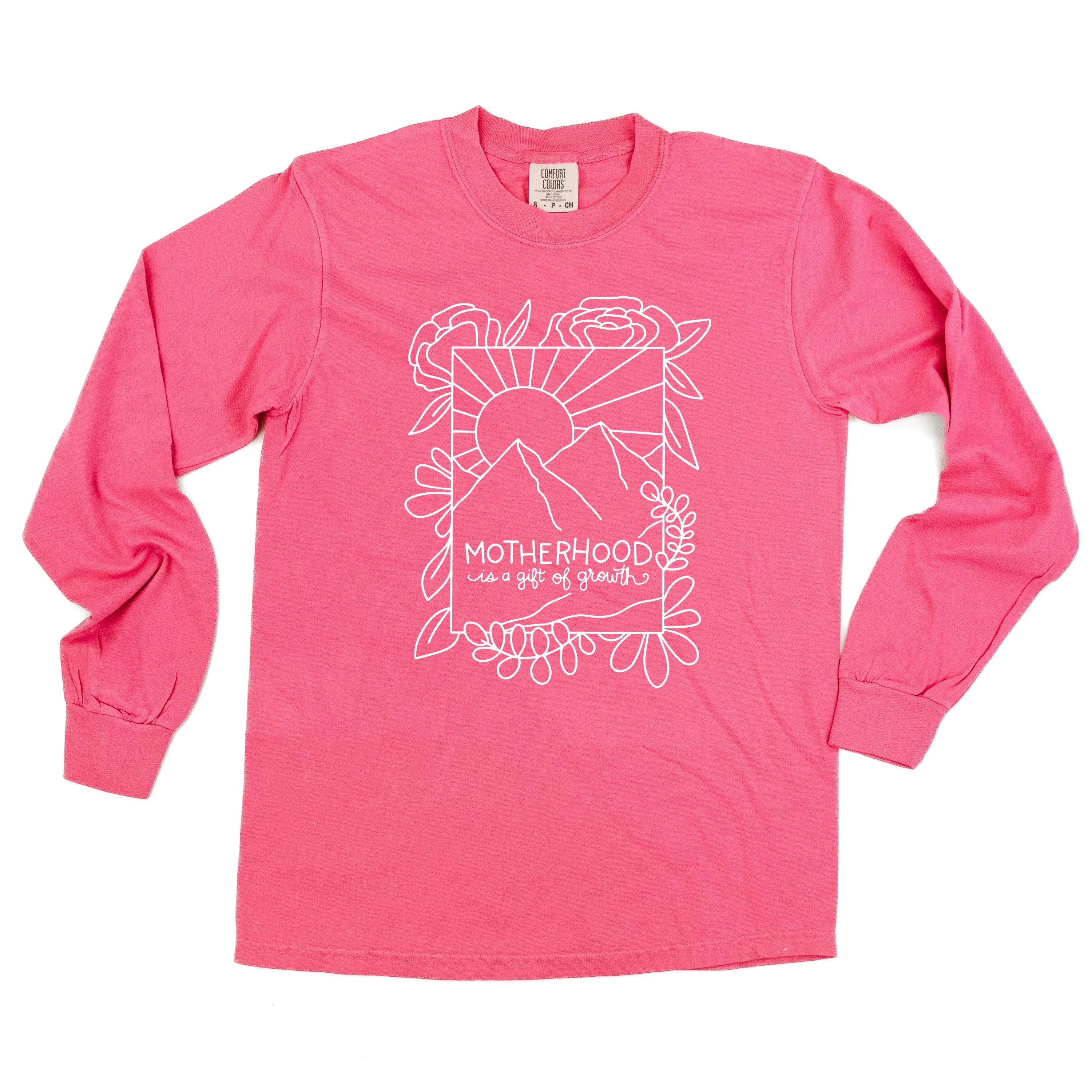 Motherhood is a Gift of Growth - Design a Shirt Drawing Contest Winner - LONG SLEEVE COMFORT COLORS TEE