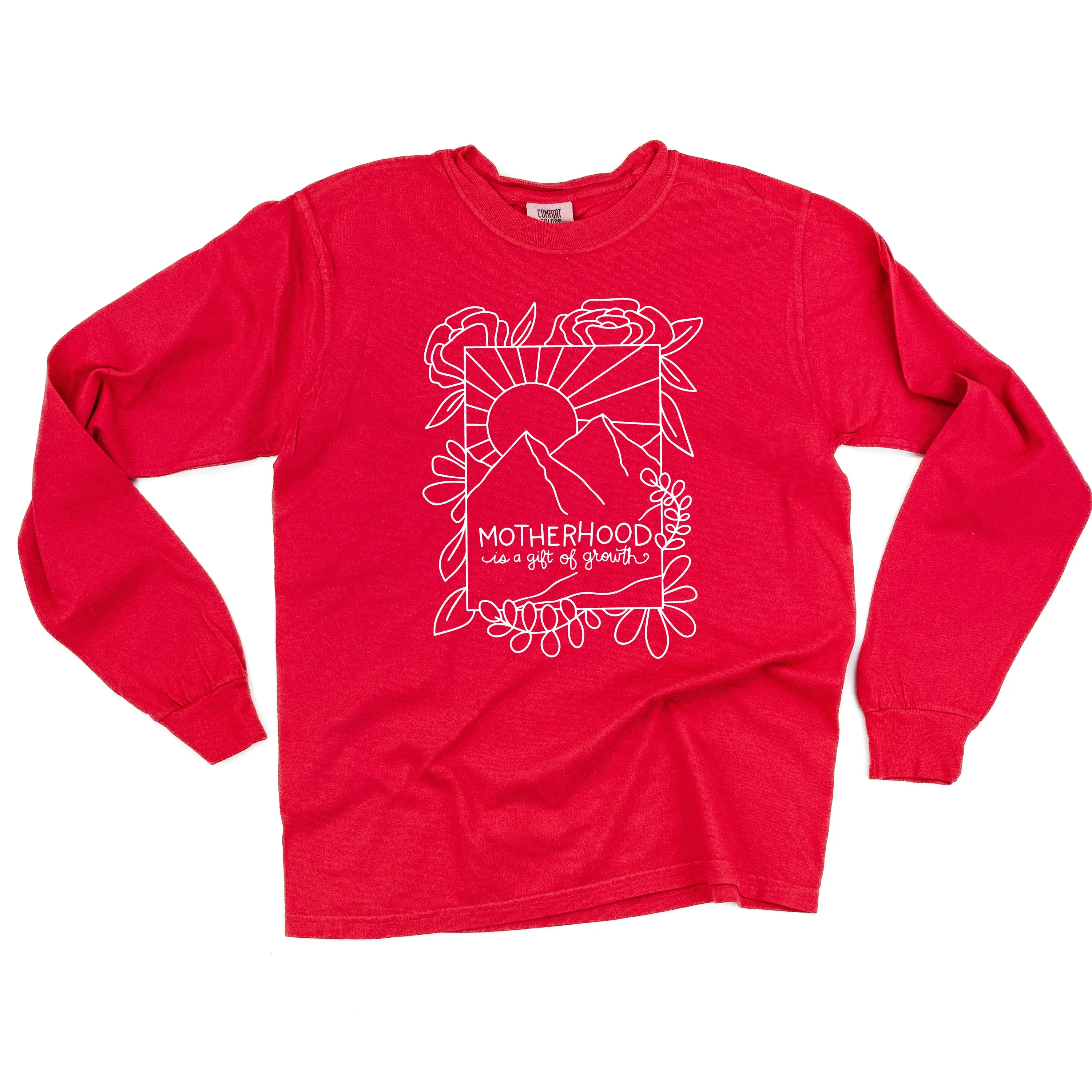 Motherhood is a Gift of Growth - Design a Shirt Drawing Contest Winner - LONG SLEEVE COMFORT COLORS TEE