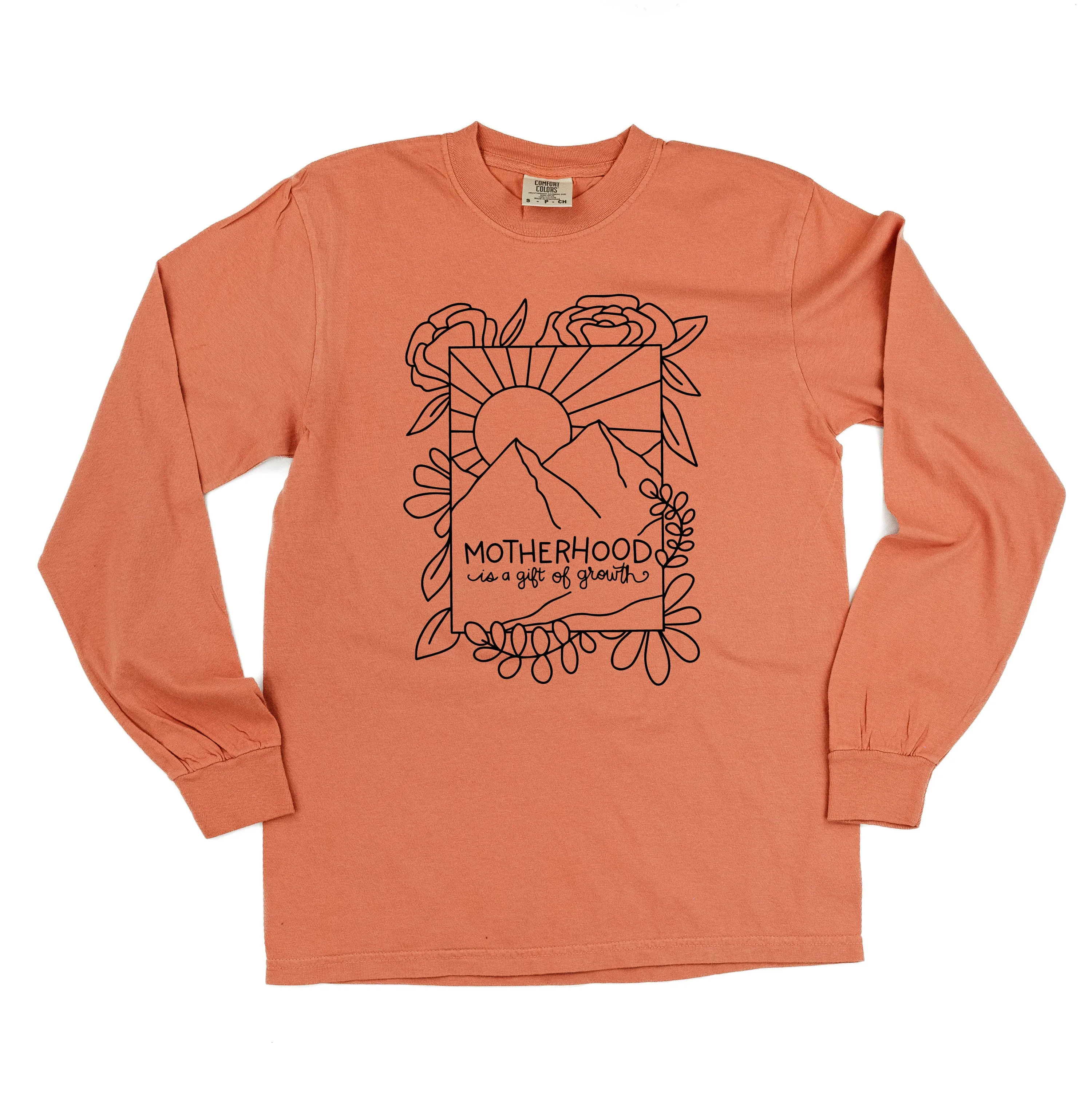Motherhood is a Gift of Growth - Design a Shirt Drawing Contest Winner - LONG SLEEVE COMFORT COLORS TEE