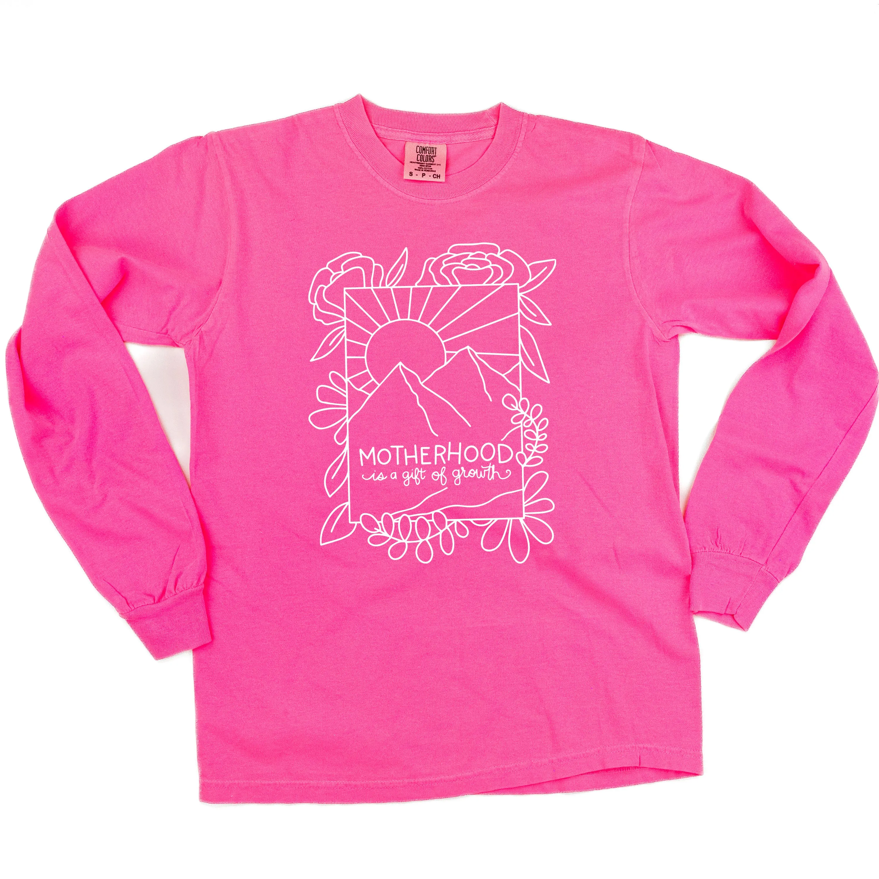 Motherhood is a Gift of Growth - Design a Shirt Drawing Contest Winner - LONG SLEEVE COMFORT COLORS TEE