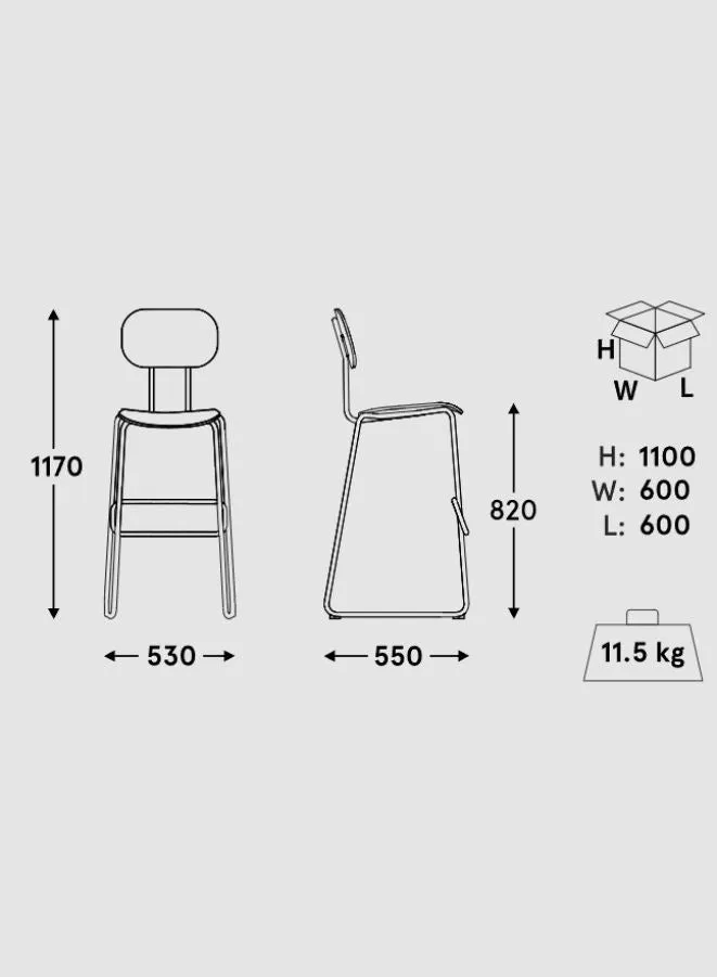New School Plywood High Stool Plywood Seat (Customizable)
