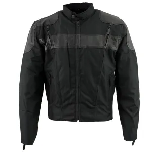 NexGen Mens SH2177 Black Leather and Textile Vented Racer Jacket