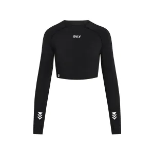 Performance Long Sleeve Crop Top - Black
