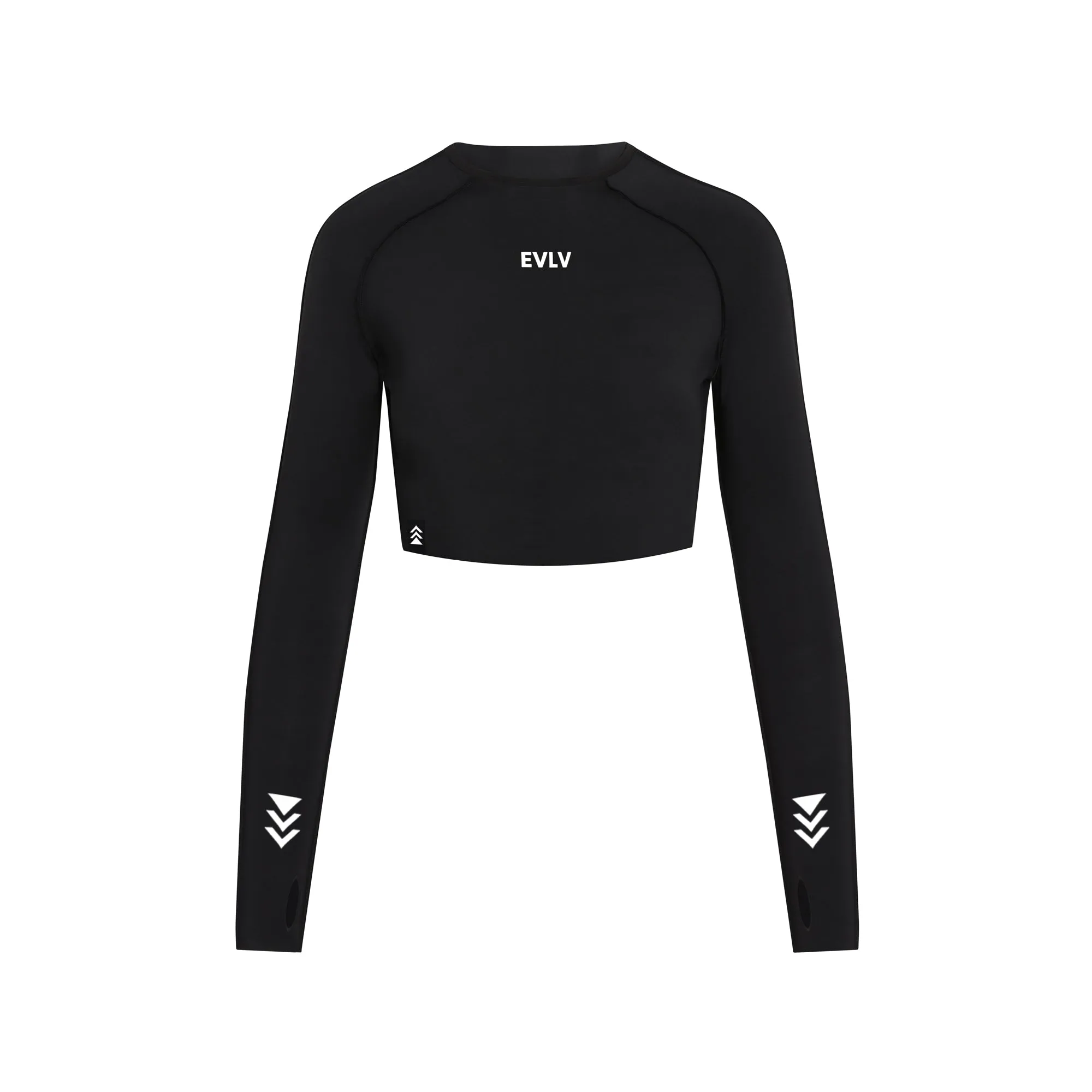 Performance Long Sleeve Crop Top - Black