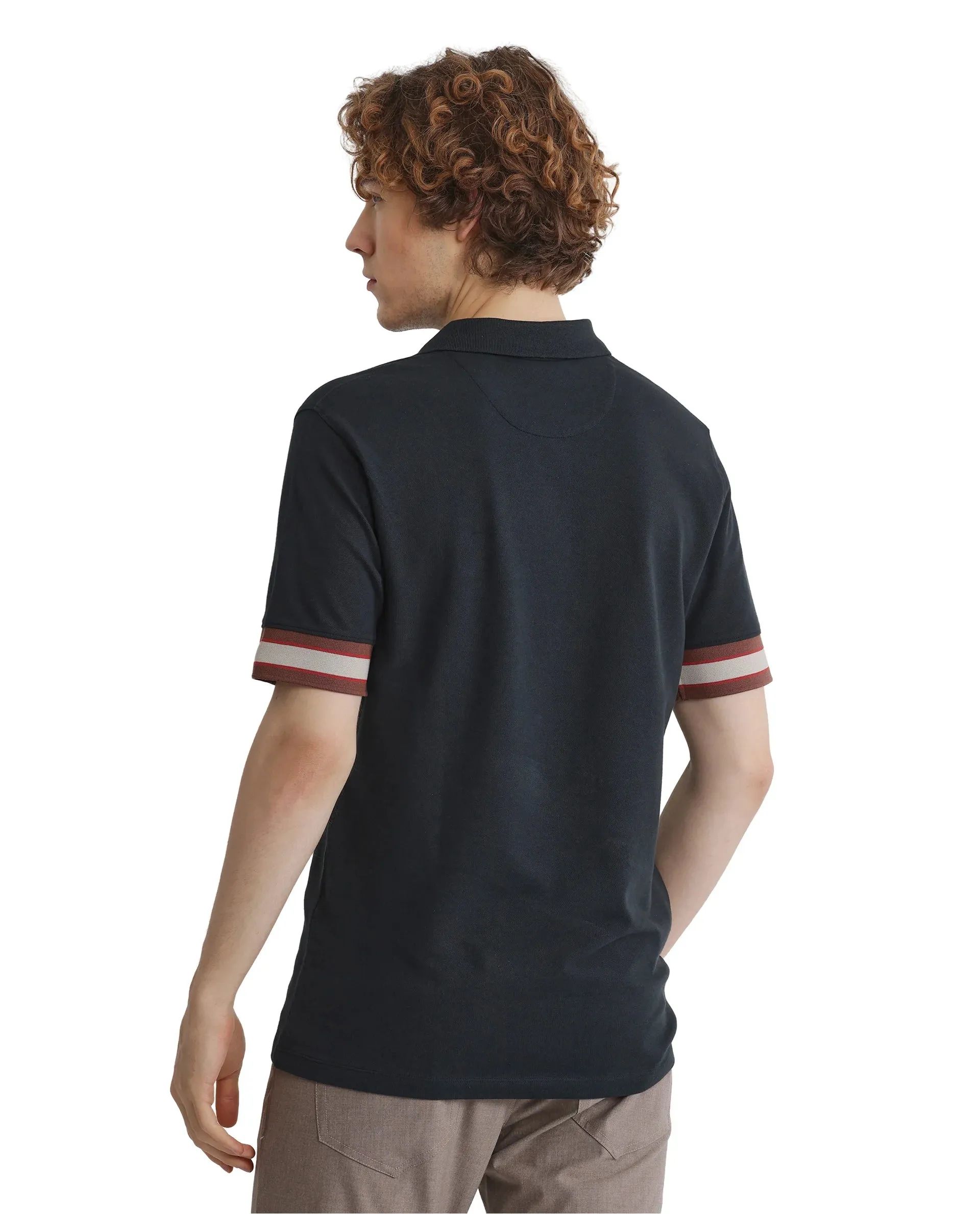 Rare Rabbit Men Tao Green Short Sleeve Collared Neck Plain Polo
