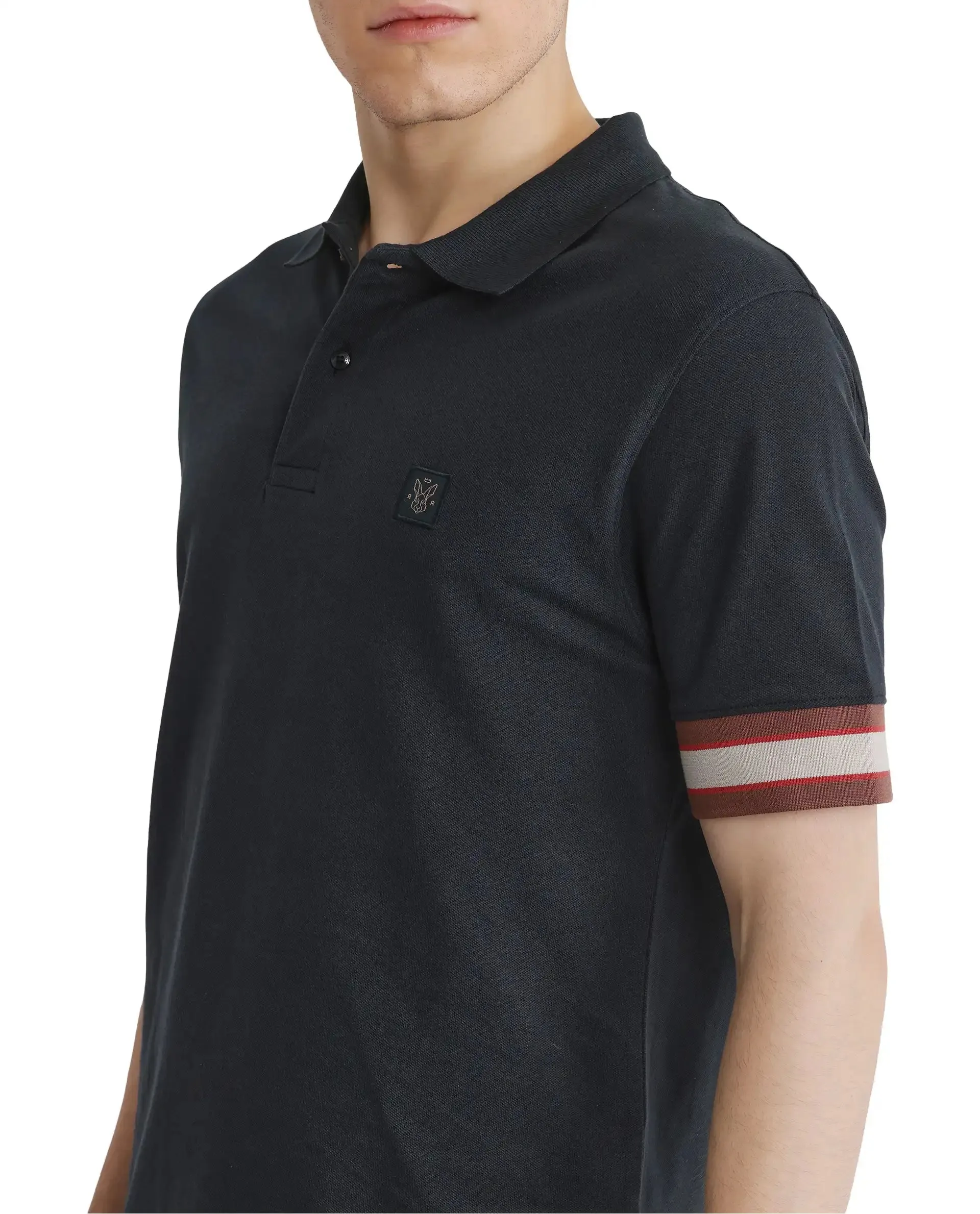 Rare Rabbit Men Tao Green Short Sleeve Collared Neck Plain Polo