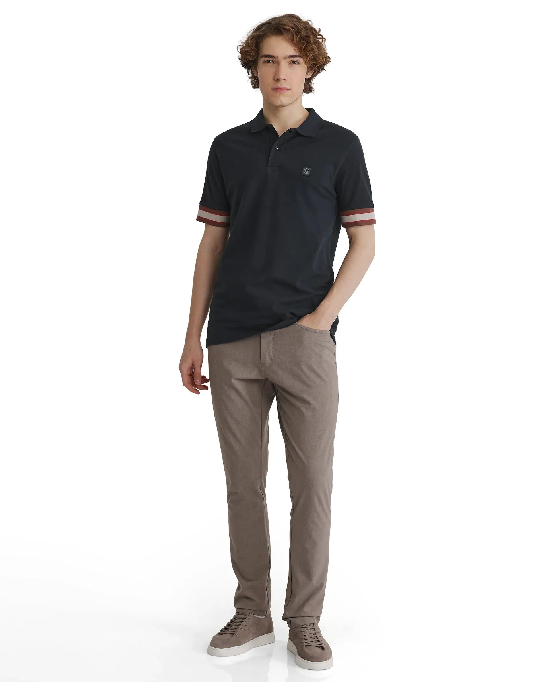 Rare Rabbit Men Tao Green Short Sleeve Collared Neck Plain Polo