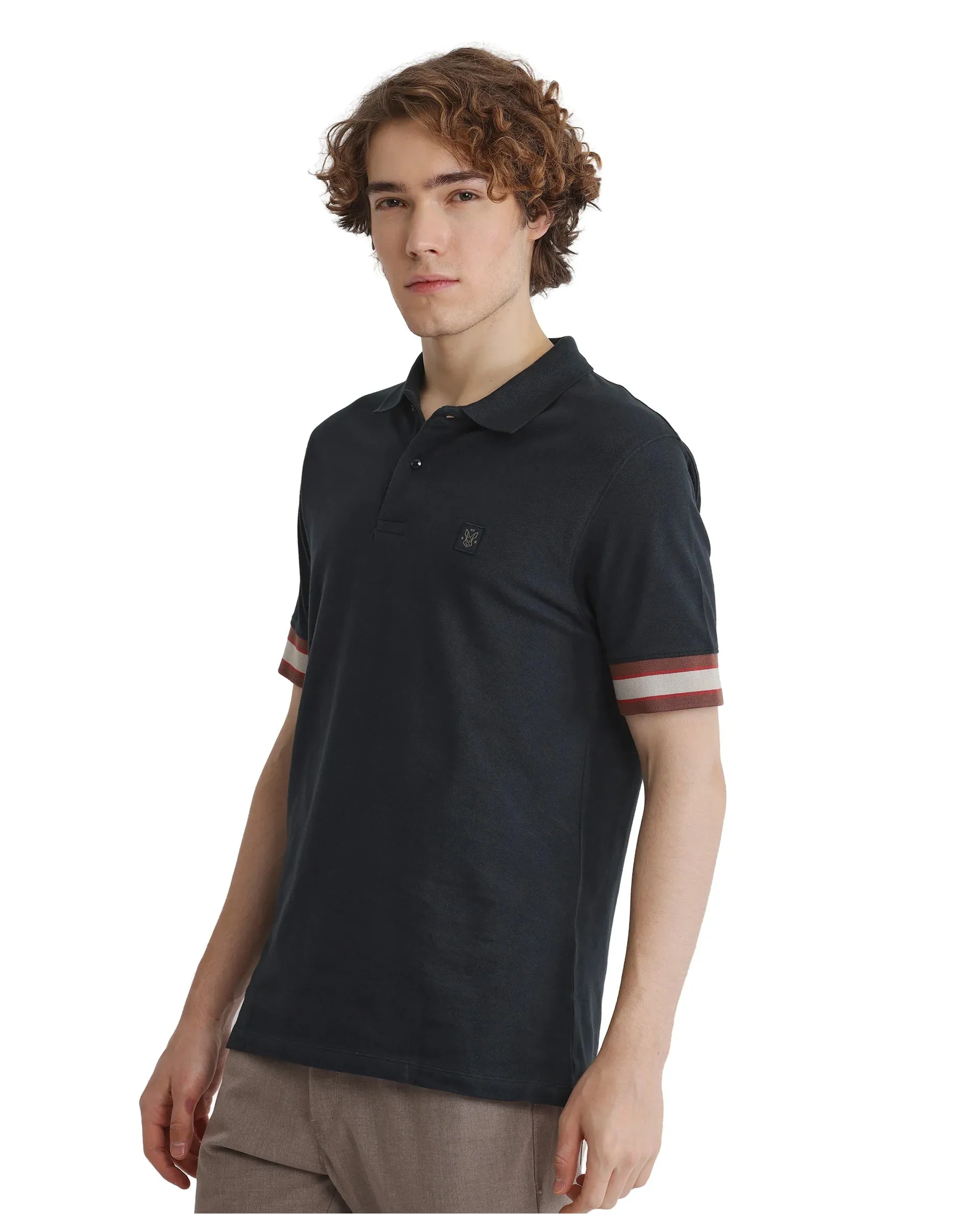 Rare Rabbit Men Tao Green Short Sleeve Collared Neck Plain Polo
