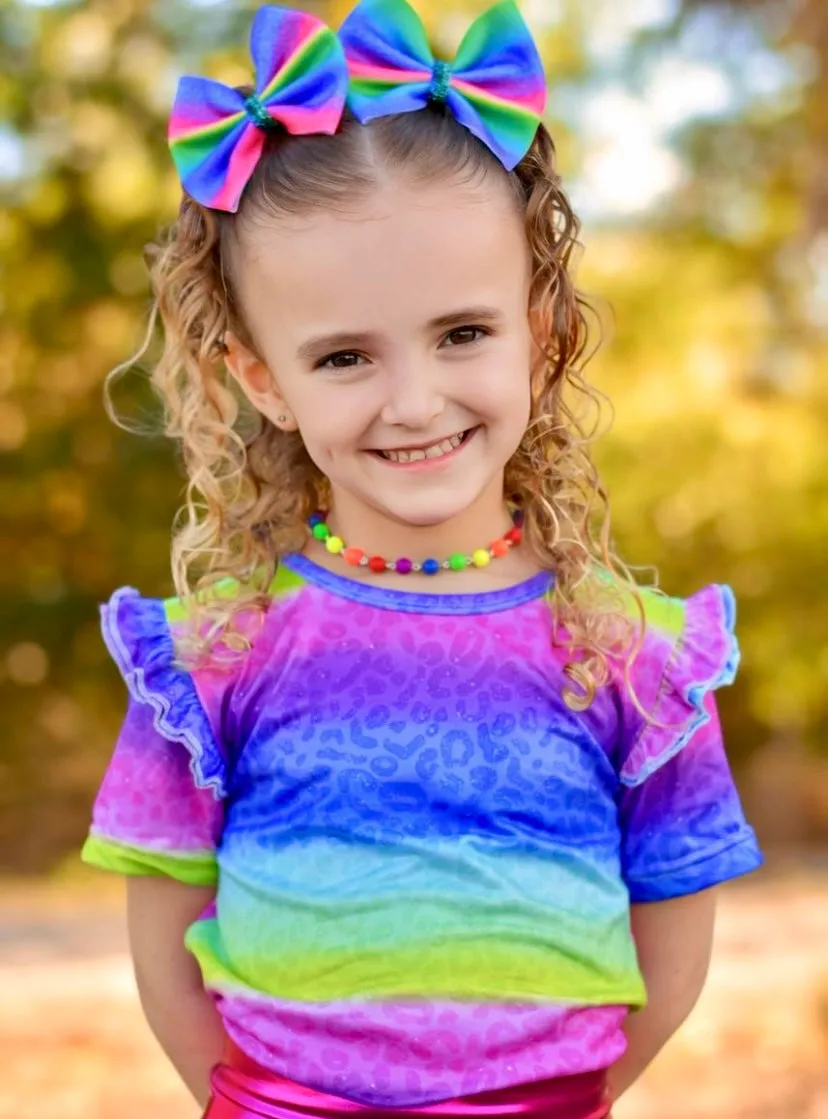 Ruffle Sleeve Tunic ~ Ombr Cheetah