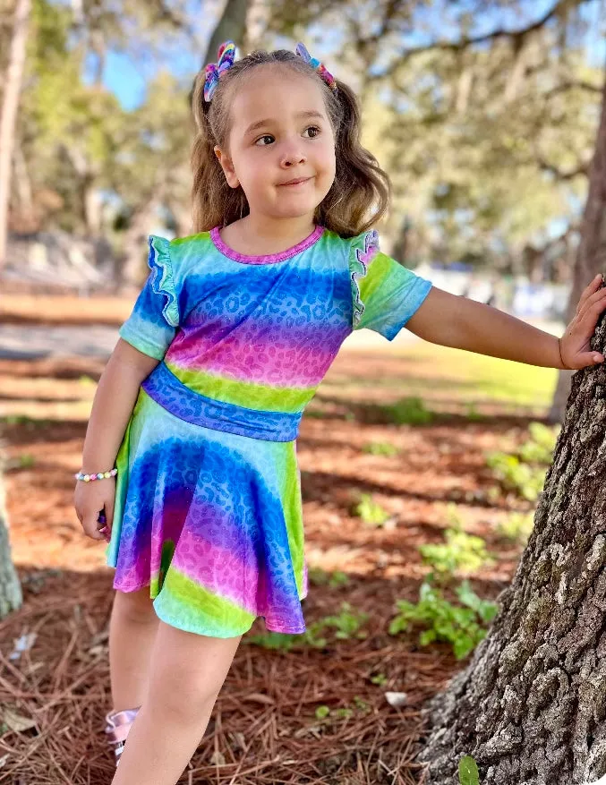 Ruffle Sleeve Tunic ~ Ombr Cheetah