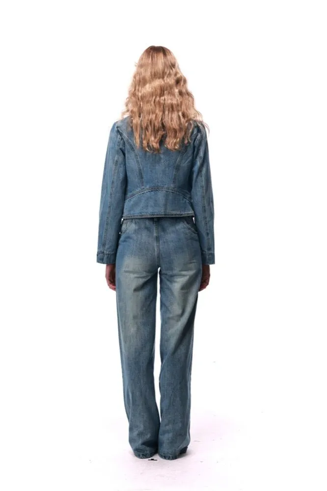 Stand Collar Denim Jacket