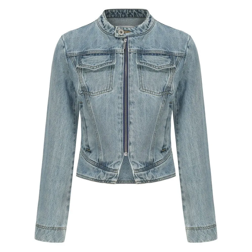 Stand Collar Denim Jacket