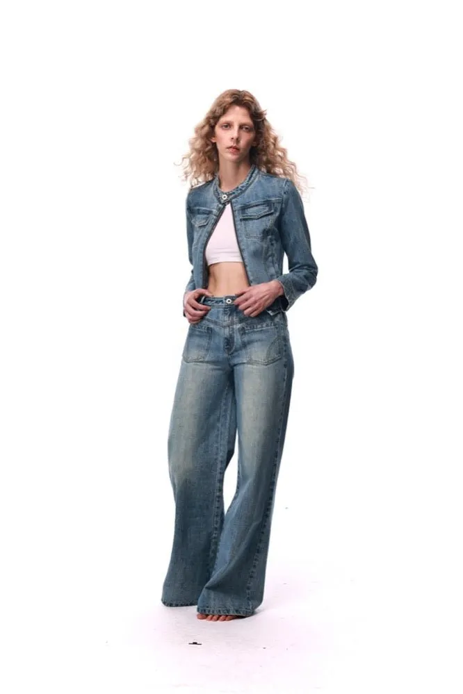 Stand Collar Denim Jacket