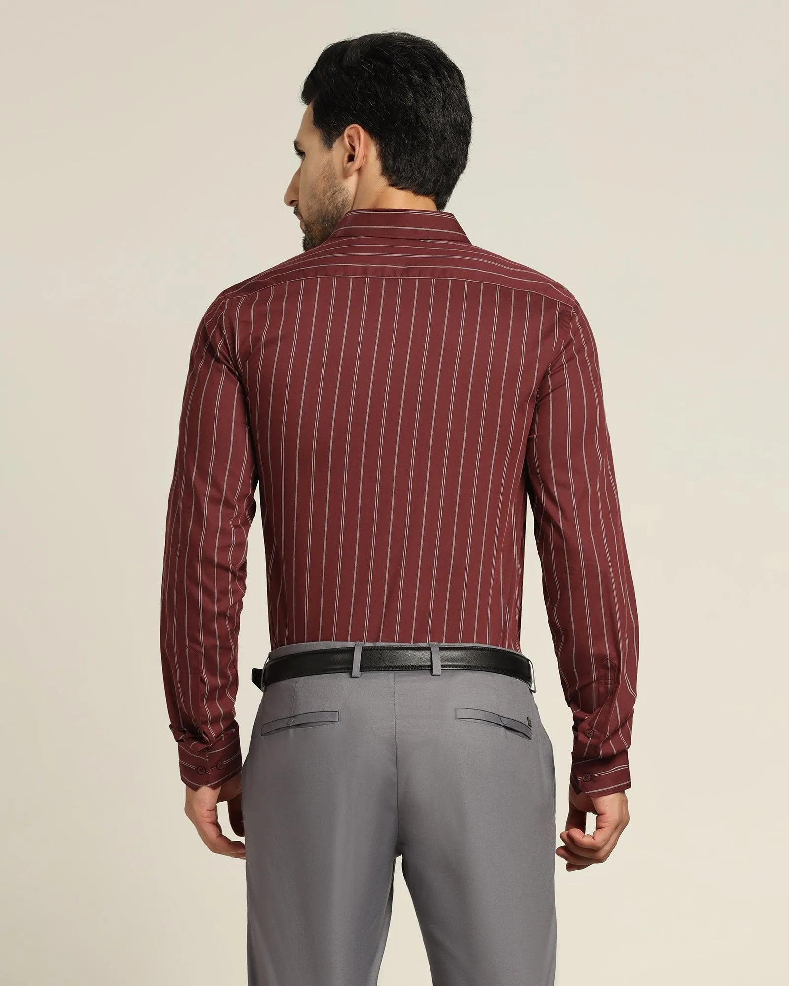 TechPro Formal Red Striped Shirt - Horus